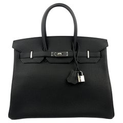 Hermès Birkin 35 Tasche mit schwarzer Togo Palladiumbeschlägen