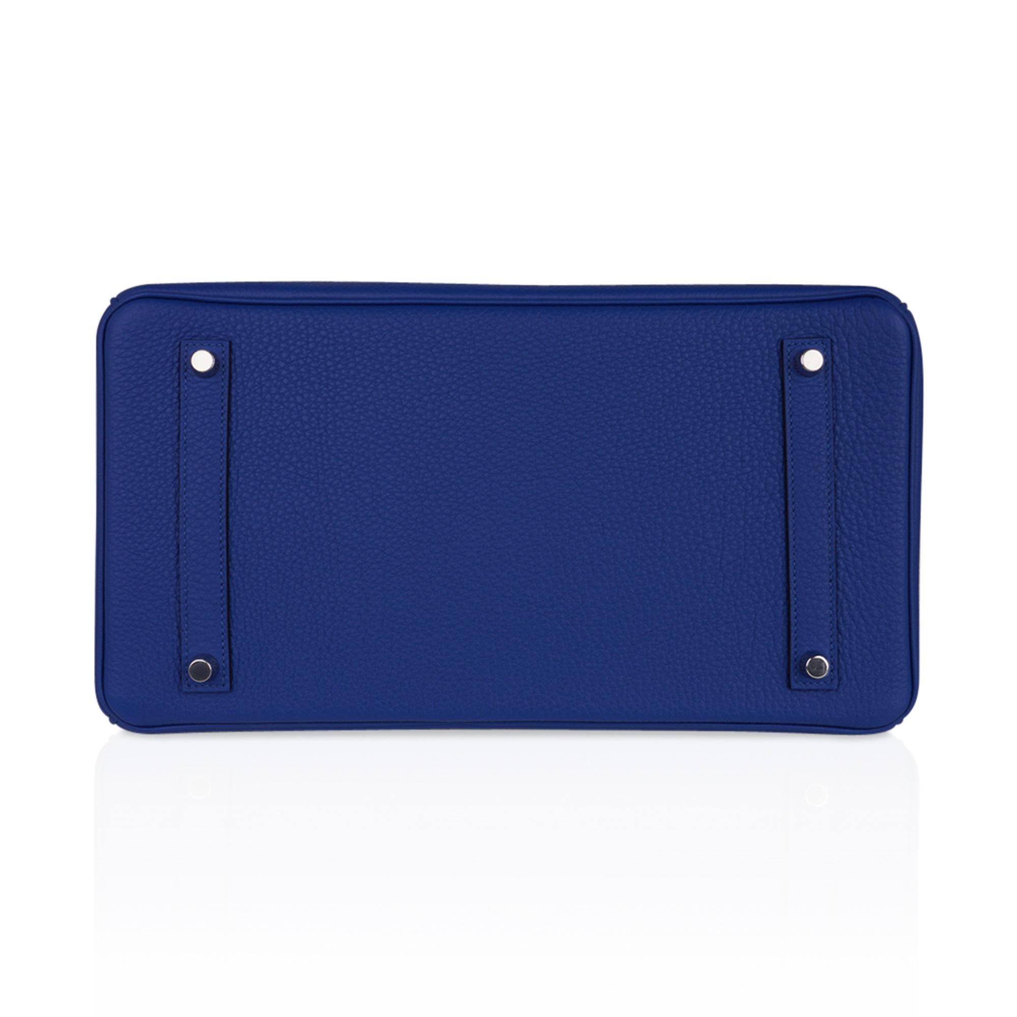 Hermes Birkin 35 Blue de France Bag Palladium Hardware Togo Leather For Sale 2