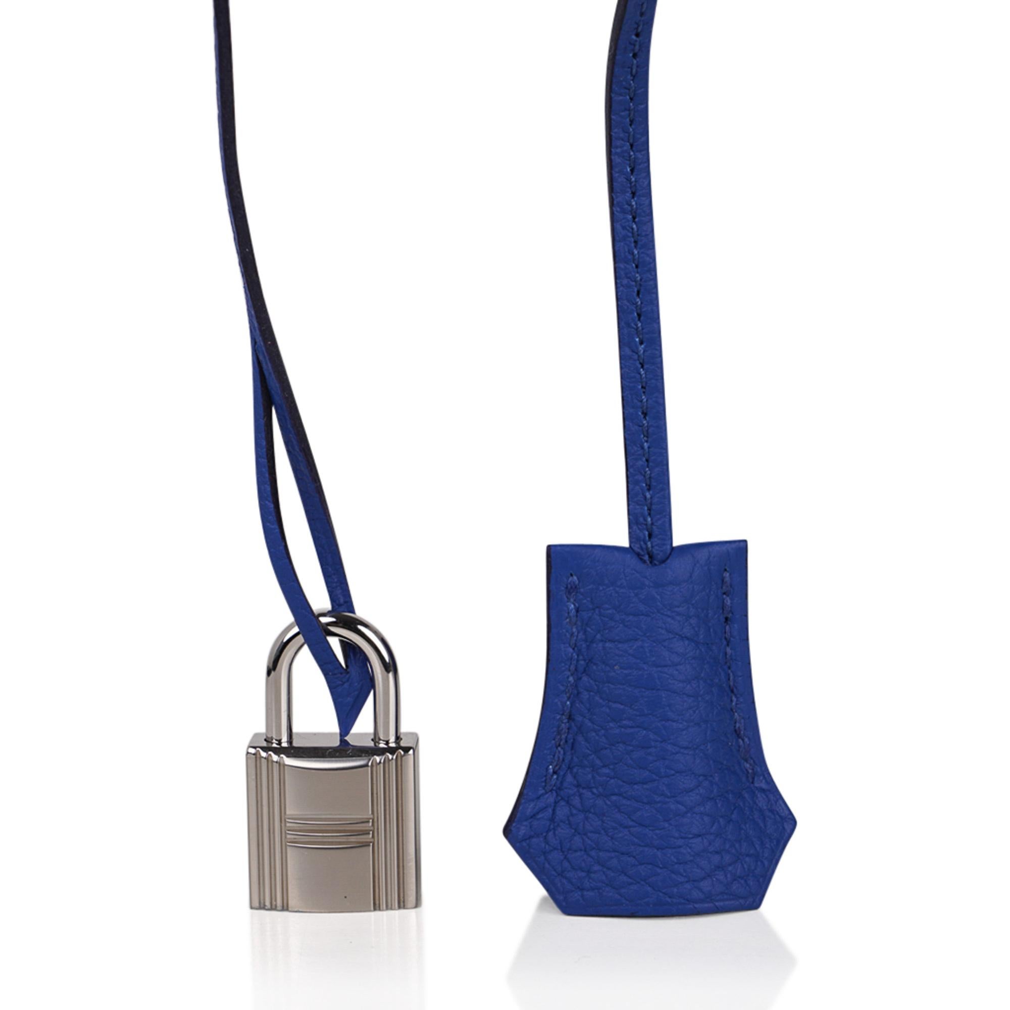 Sac Hermès Birkin 35 Bleu de France en cuir Togo avec finitions métalliques en palladium en vente 2