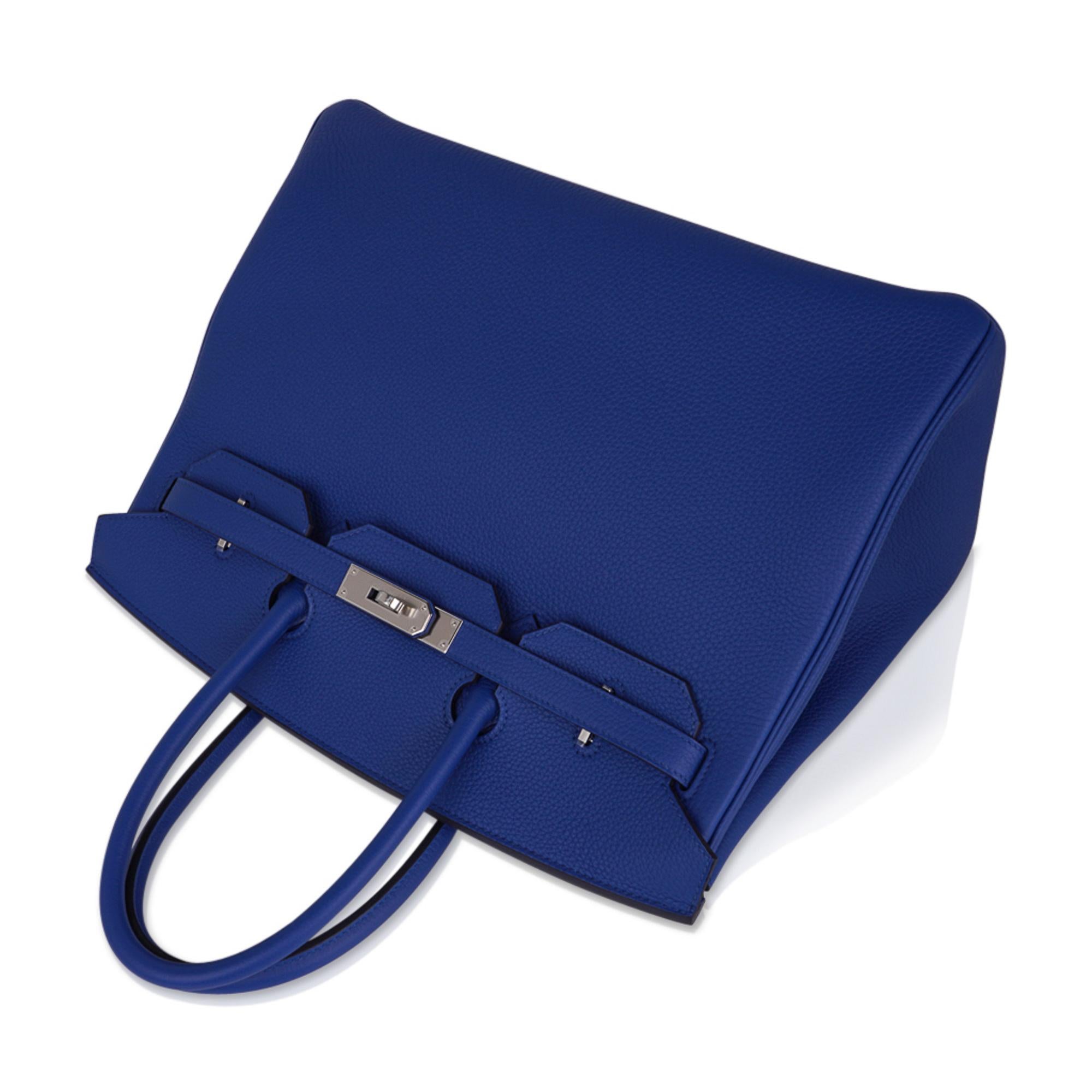 Purple Hermes Birkin 35 Blue de France Bag Palladium Hardware Togo Leather For Sale