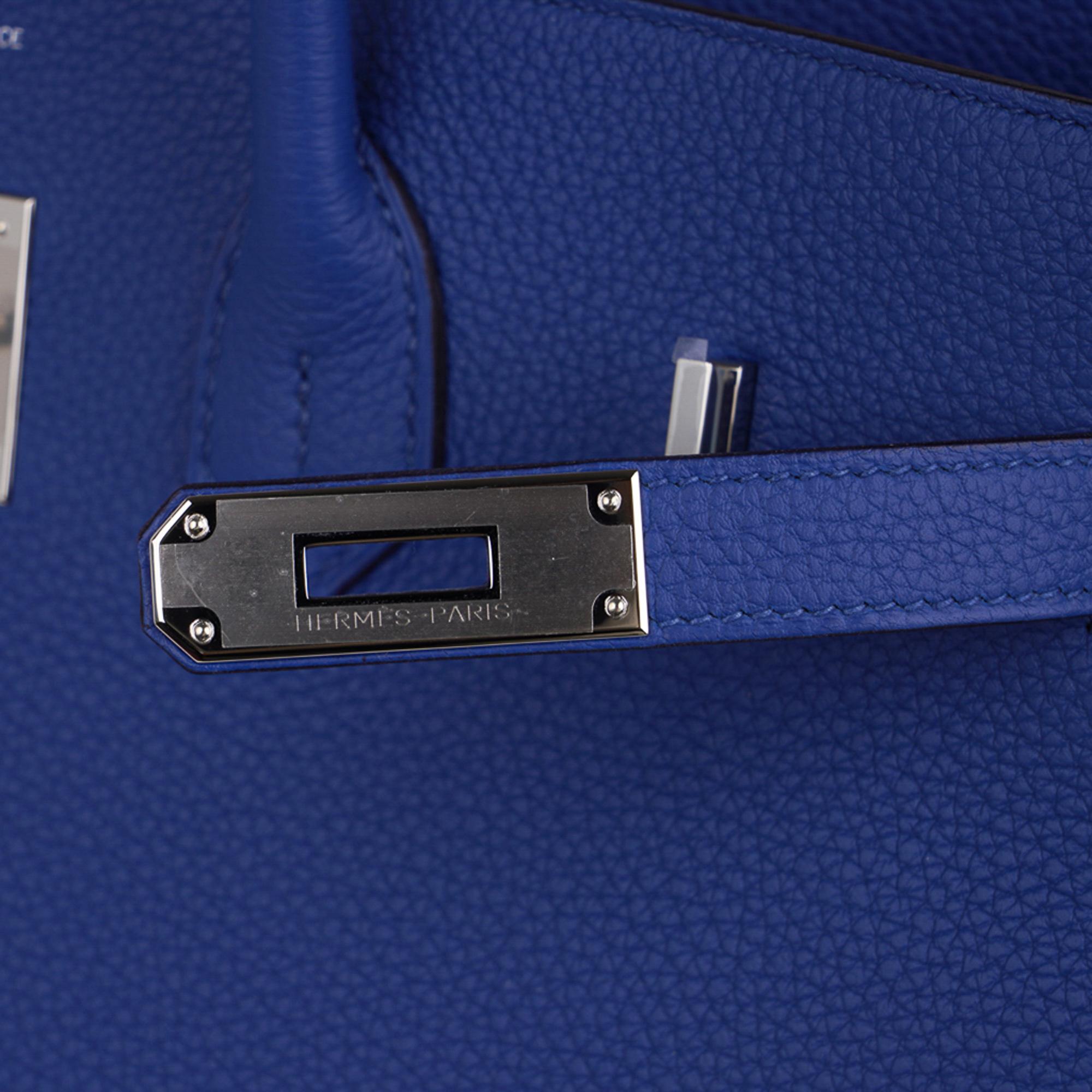 Violet Sac Hermès Birkin 35 Bleu de France en cuir Togo avec finitions métalliques en palladium en vente