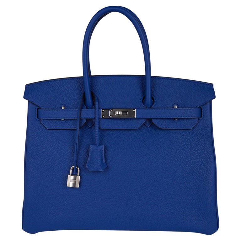 Hermes Birkin 35 Blue de France Bag Palladium Hardware Togo Leather For ...