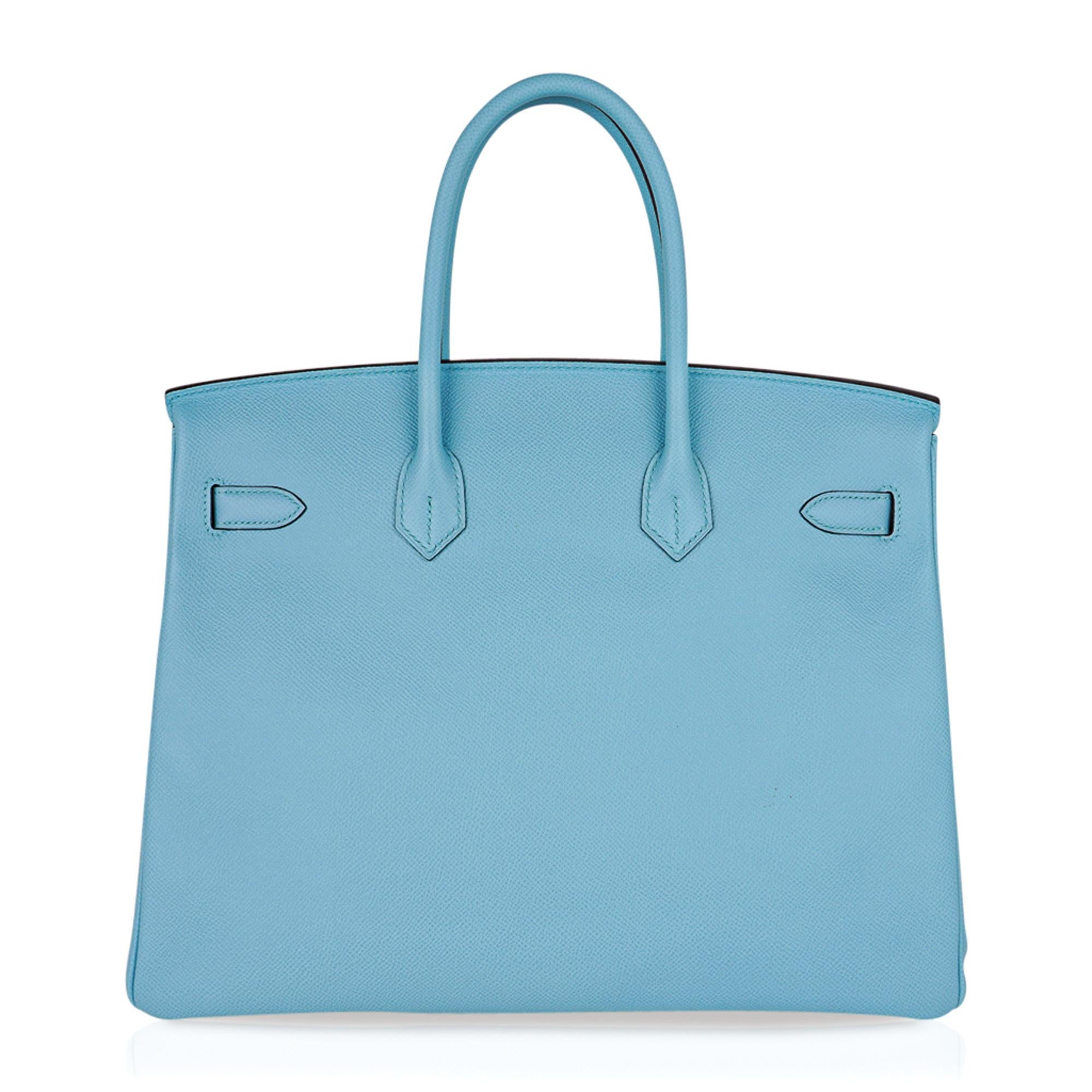Hermes Birkin 35 Bag Blue Atoll Gold Hardware Epsom Leather 5