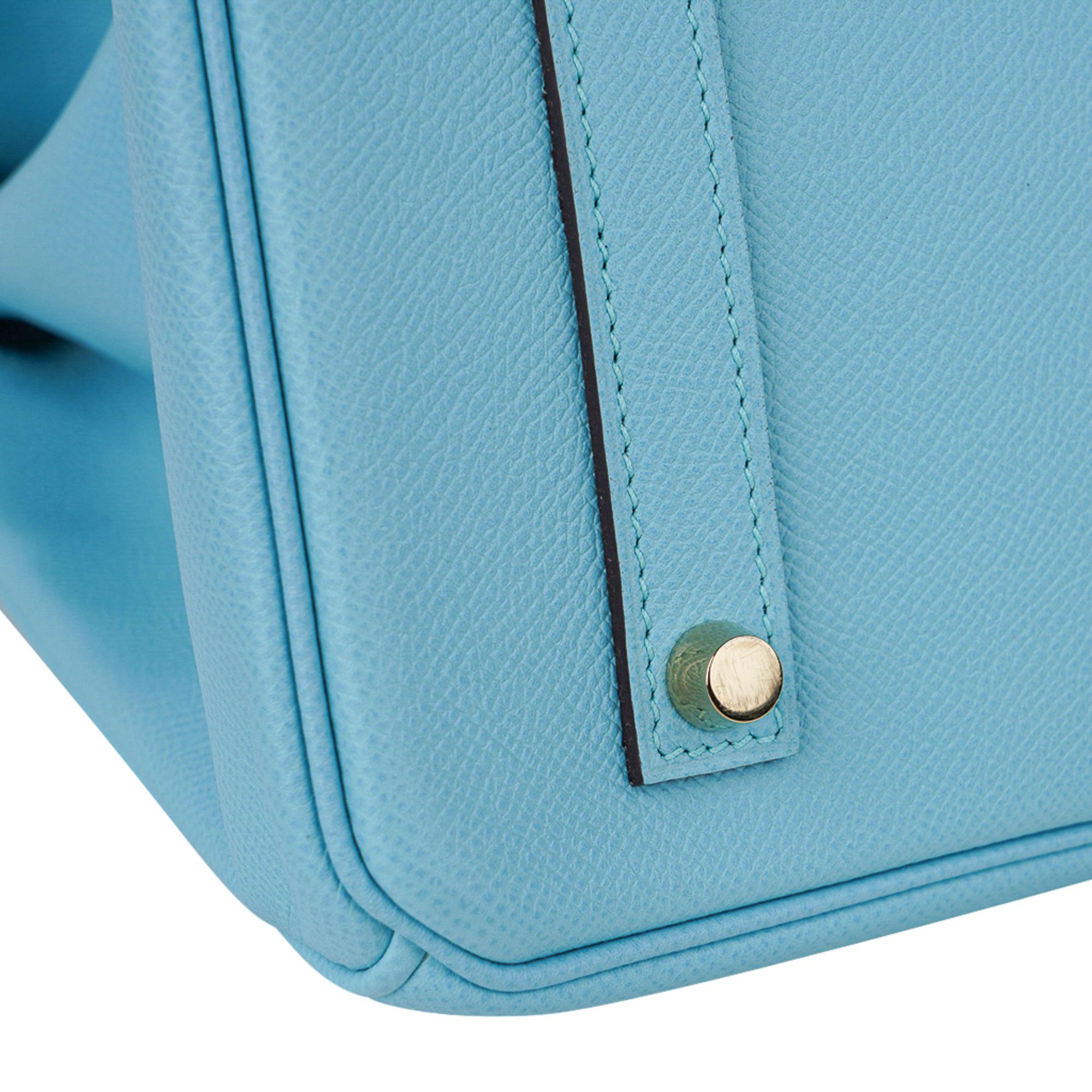 Hermes Birkin 35 Bag Blue Atoll Gold Hardware Epsom Leather 7