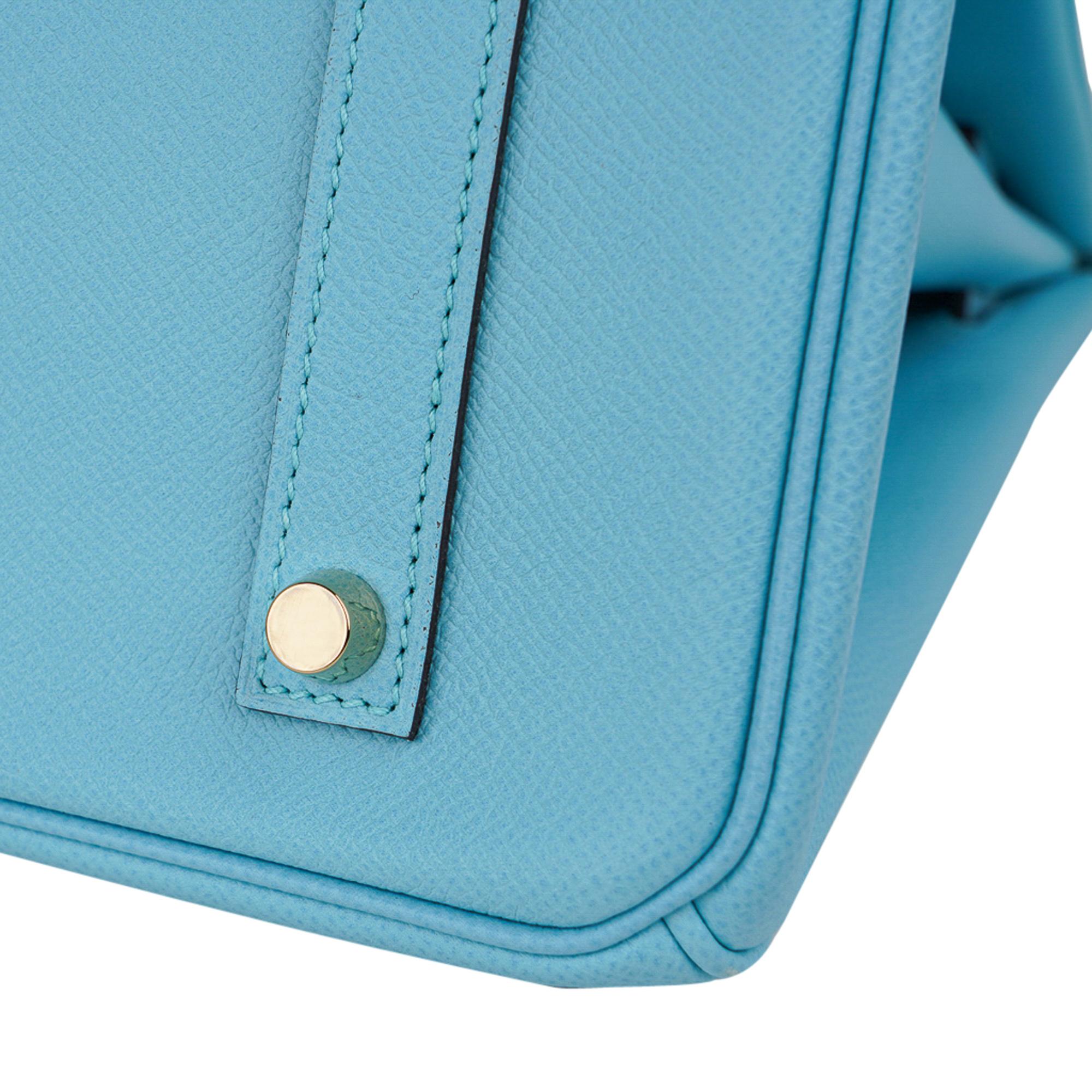 Hermes Birkin 35 Bag Blue Atoll Gold Hardware Epsom Leather 9