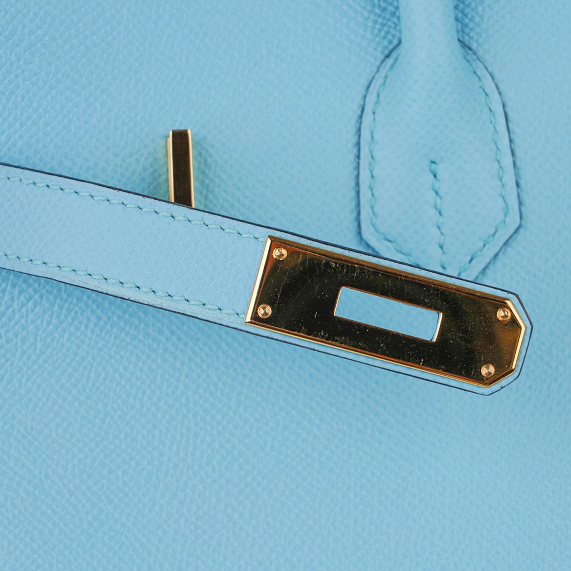 Hermes Birkin 35 Bag Blue Atoll Gold Hardware Epsom Leather 11