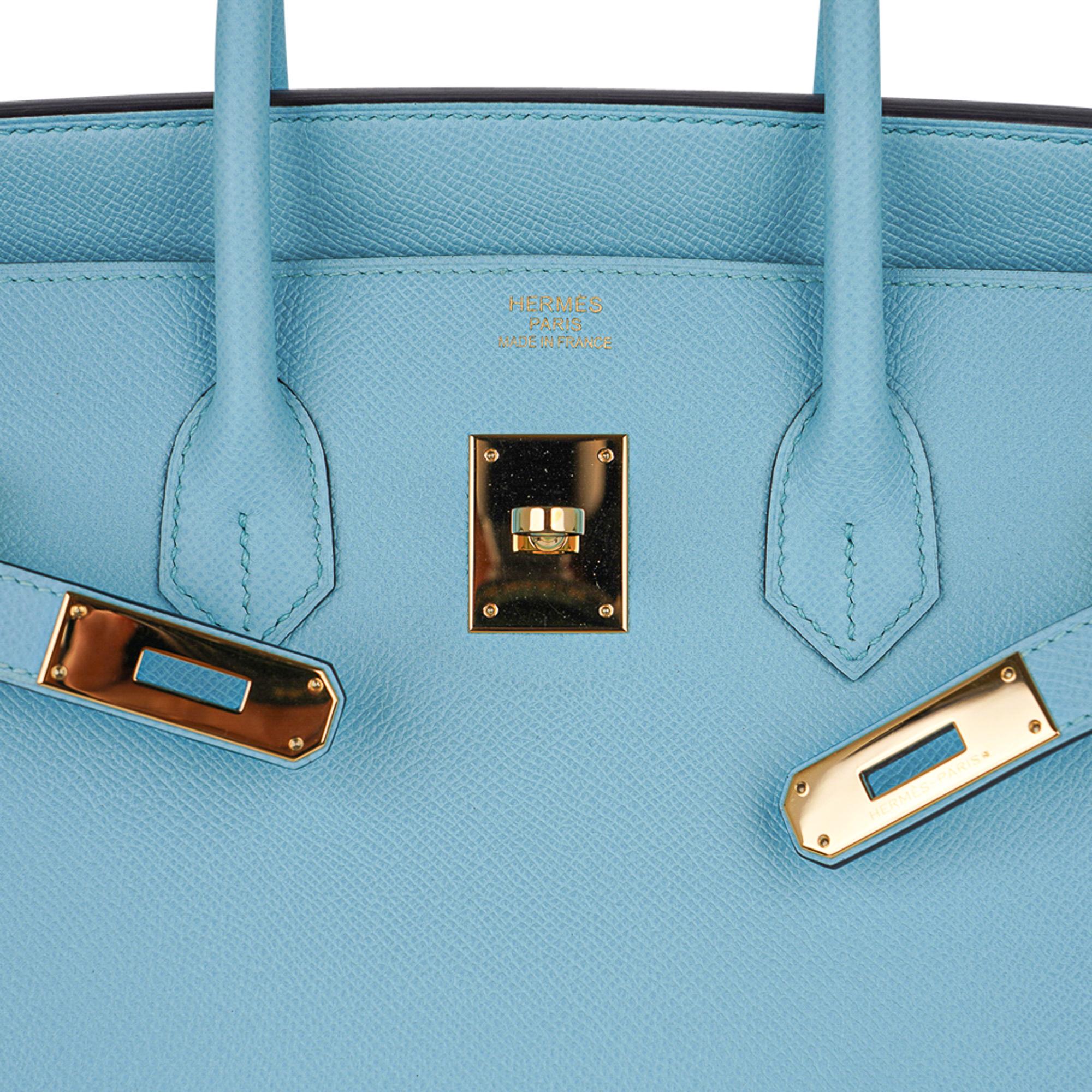 Hermes Birkin 35 Bag Blue Atoll Gold Hardware Epsom Leather In Good Condition In Miami, FL