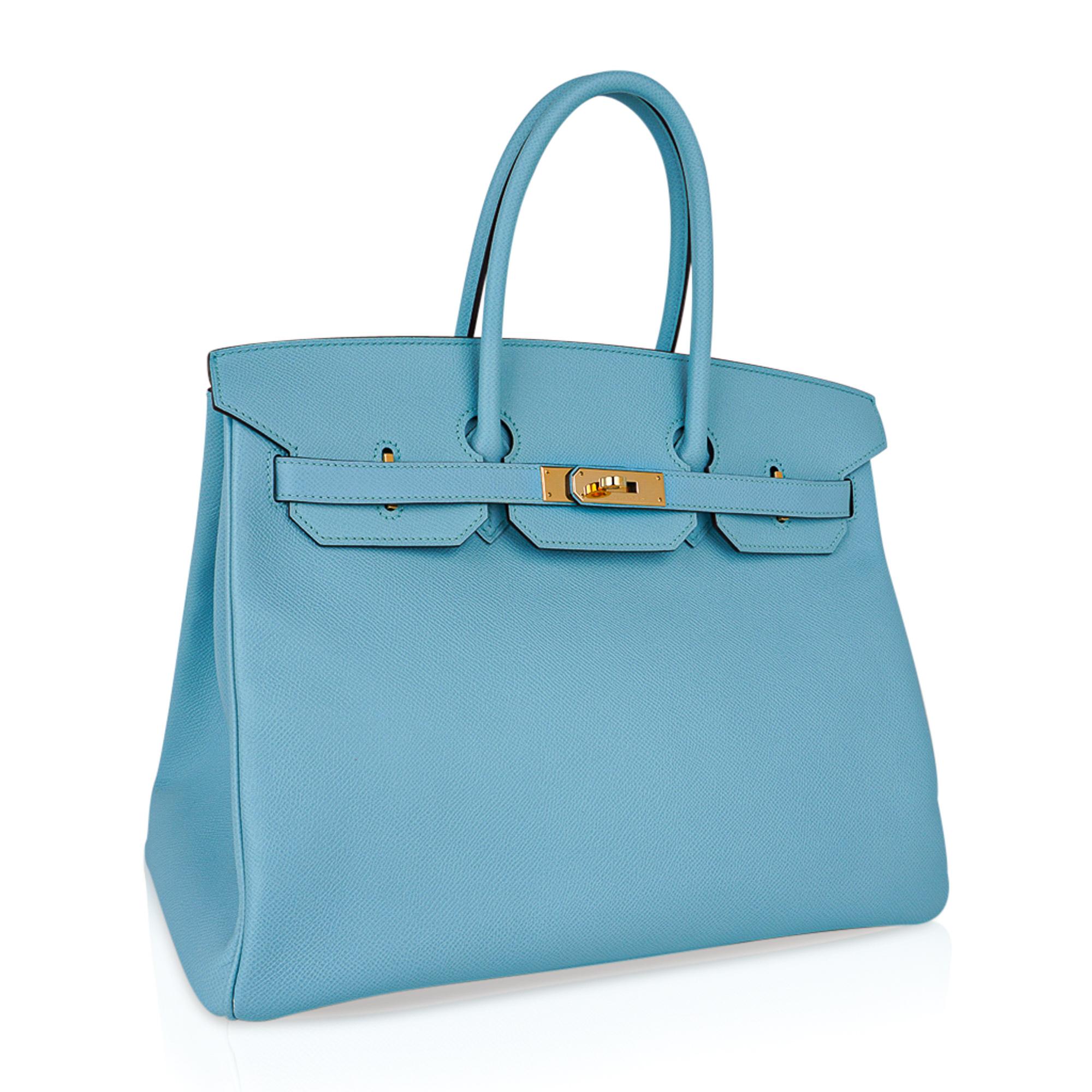 Women's or Men's Hermes Birkin 35 Bag Blue Atoll Gold Hardware Epsom Leather