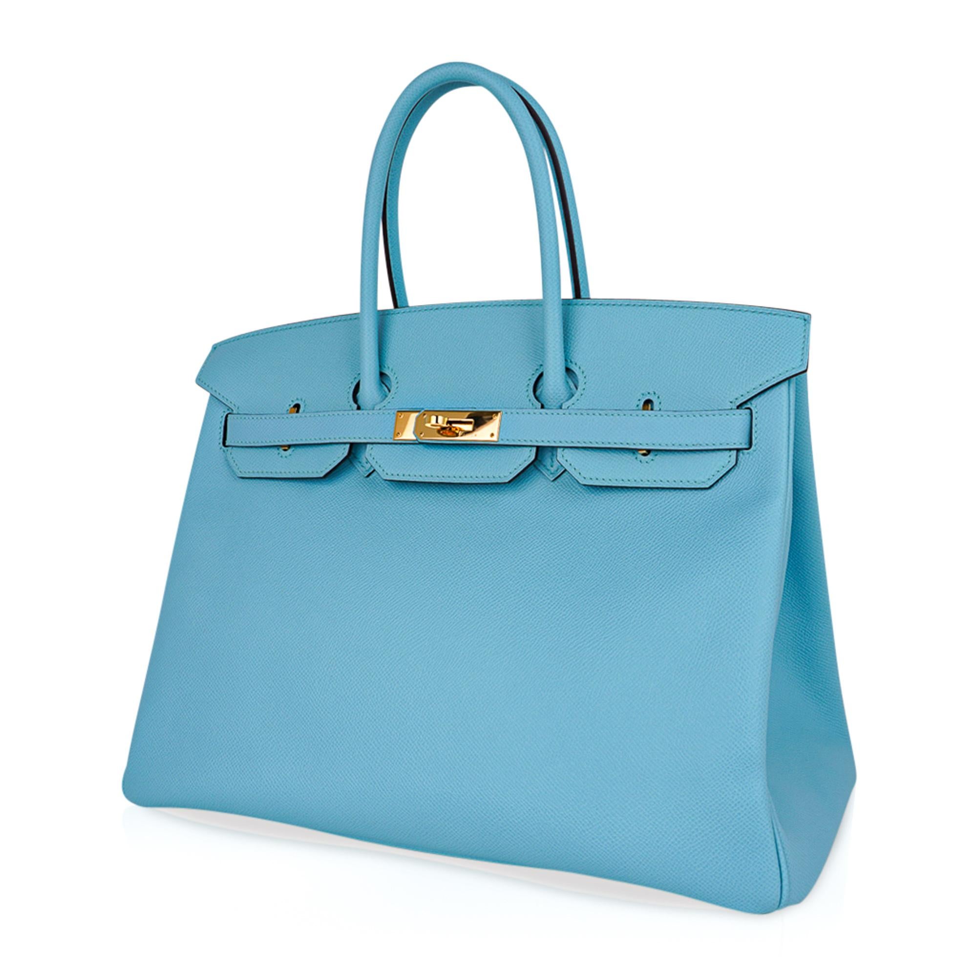 Hermes Birkin 35 Bag Blue Atoll Gold Hardware Epsom Leather 3