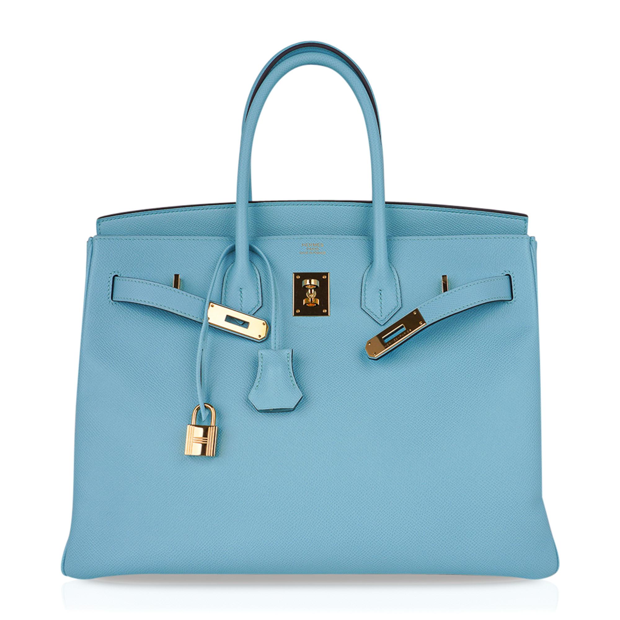 Hermes Birkin 35 Bag Blue Atoll Gold Hardware Epsom Leather 4