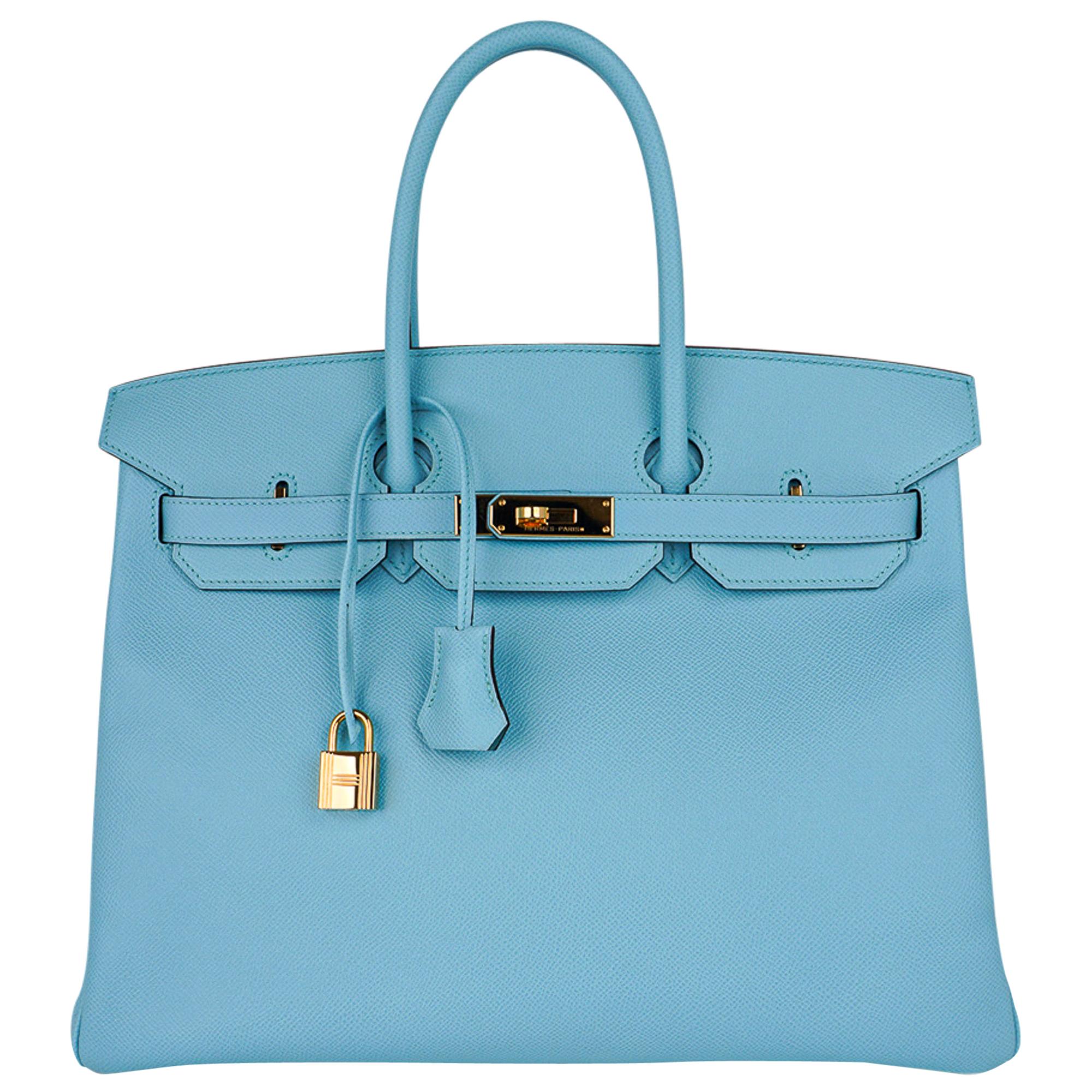 Hermes Birkin 35 Bag Blue Atoll Gold Hardware Epsom Leather