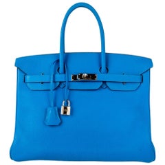 Hermes Birkin 35 Bag Blue Hydra Togo Palladium Hardware