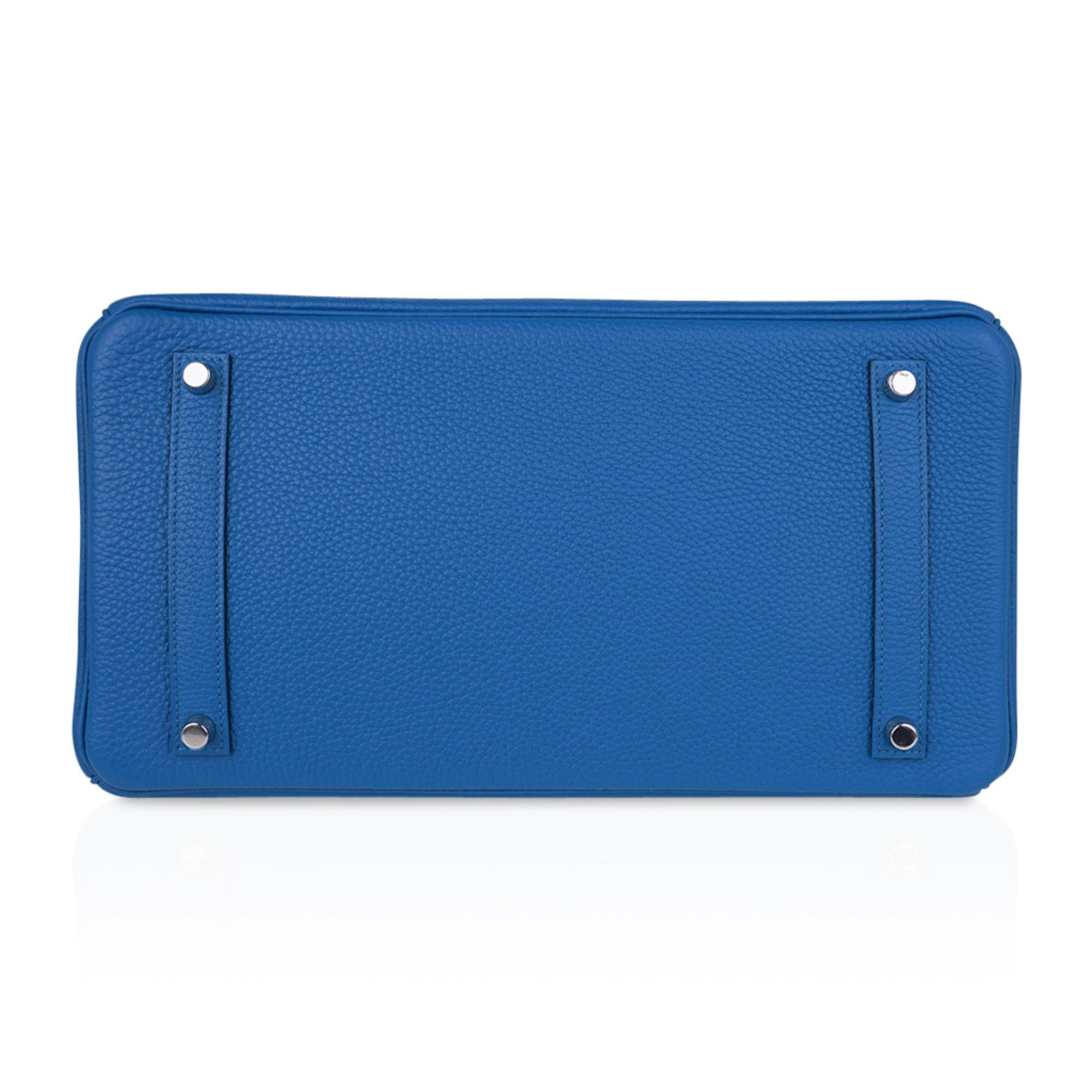 Hermes Birkin 35 Bag Blue Izmir Clemence Palladium Hardware 3