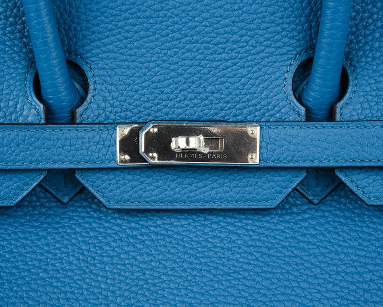 Hermes Birkin 35 Bag Blue Izmir Clemence Palladium Hardware For Sale at ...