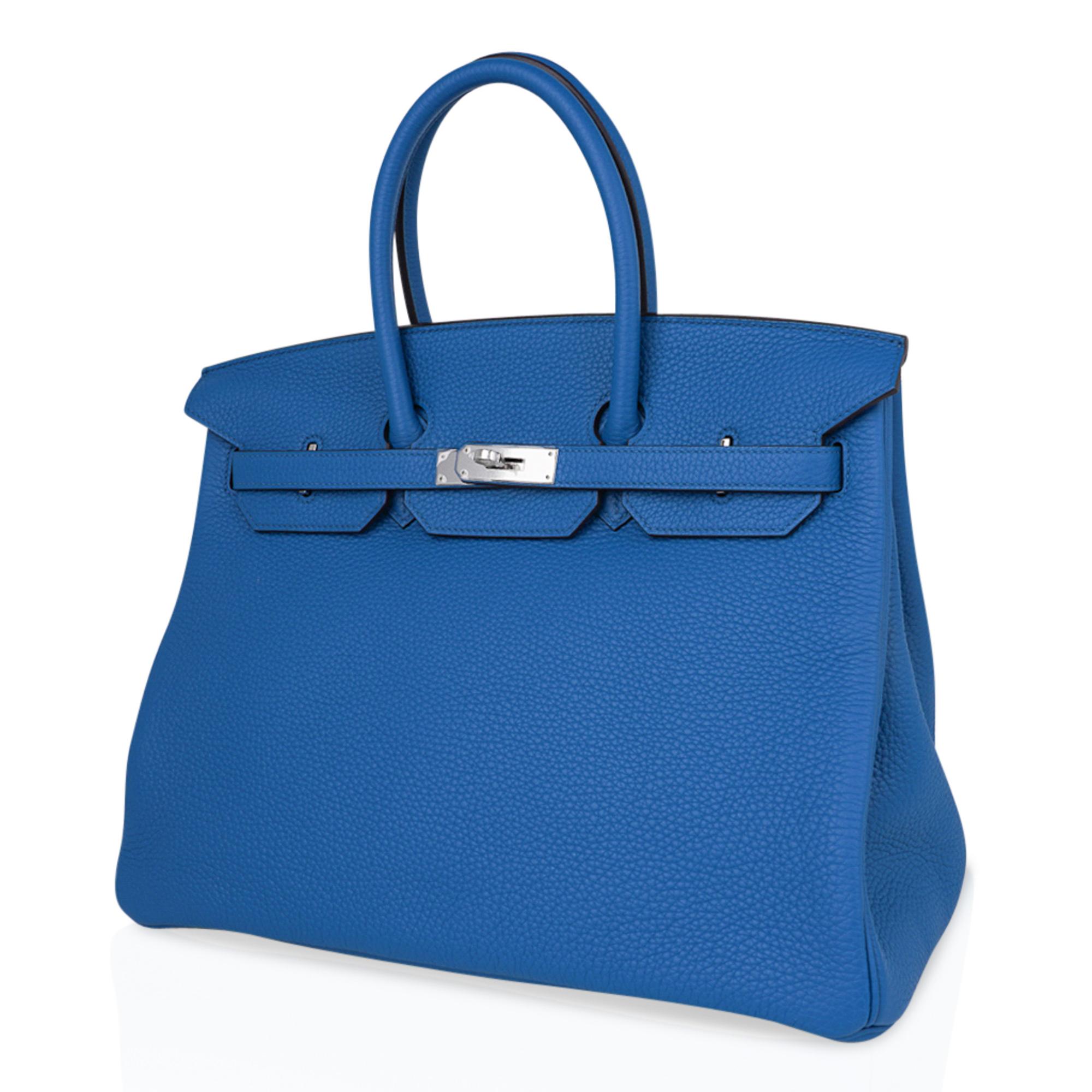 Women's Hermes Birkin 35 Bag Blue Izmir Clemence Palladium Hardware