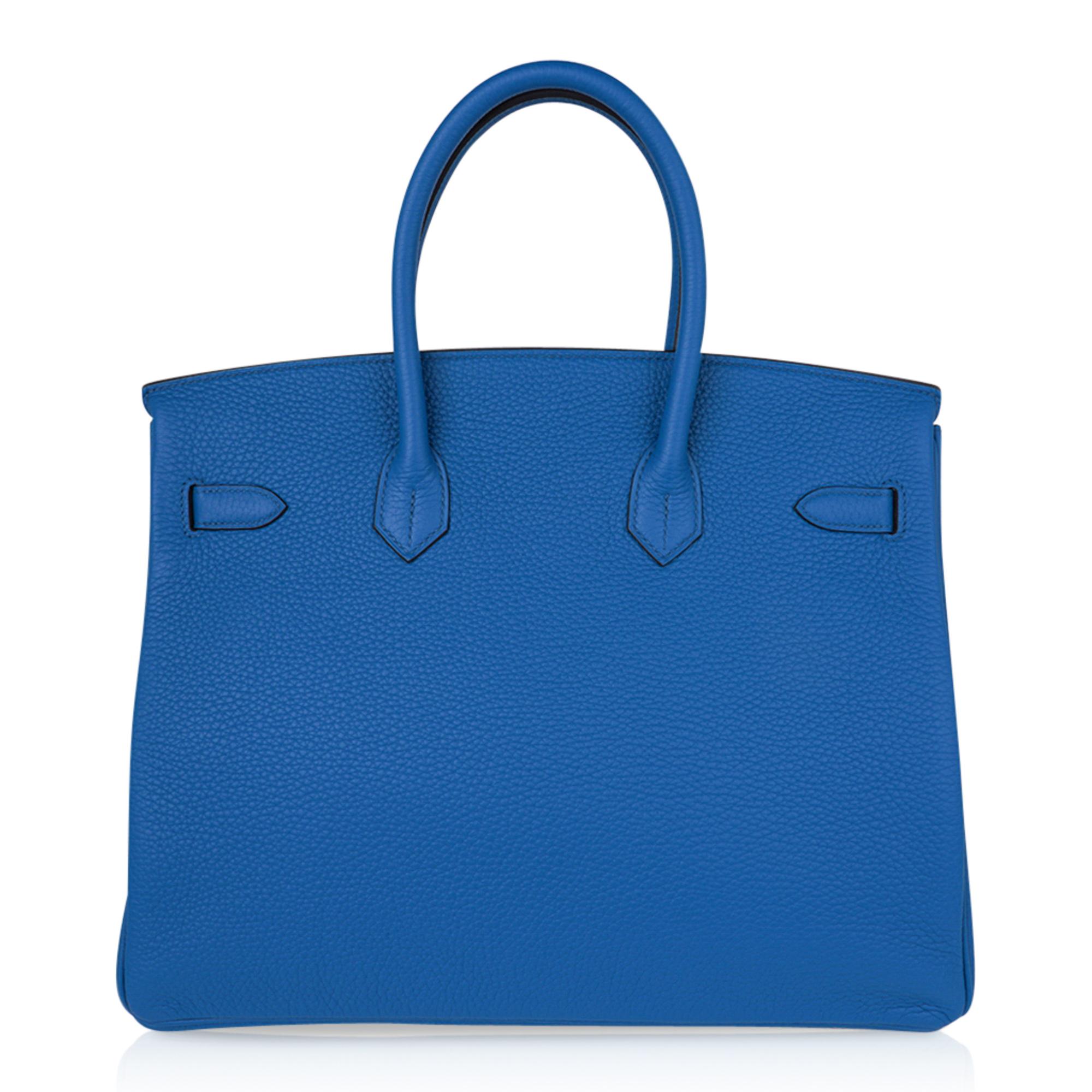 Hermes Birkin 35 Bag Blue Izmir Clemence Palladium Hardware 2