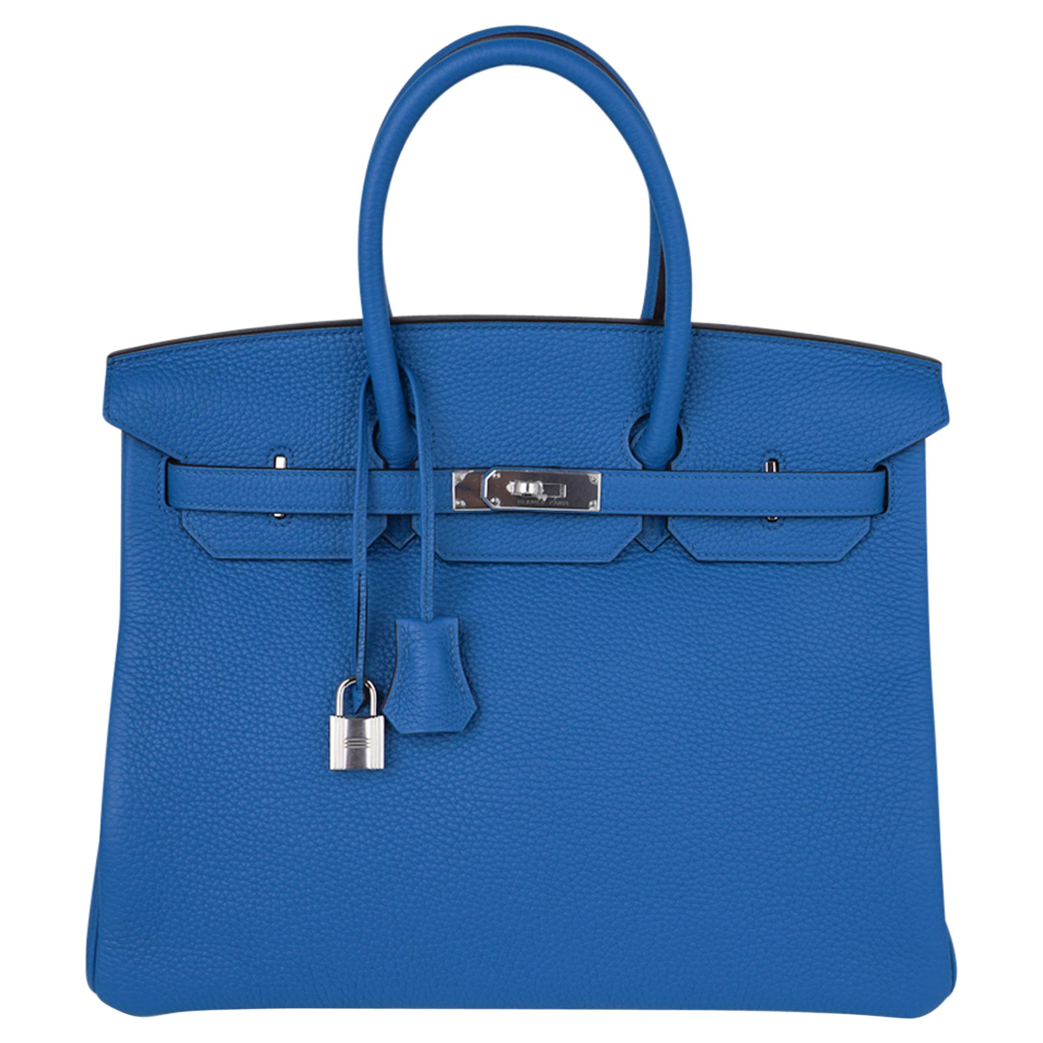 Hermes Birkin 35 Bag Blue Izmir Clemence Palladium Hardware at 1stDibs birkin bag blue