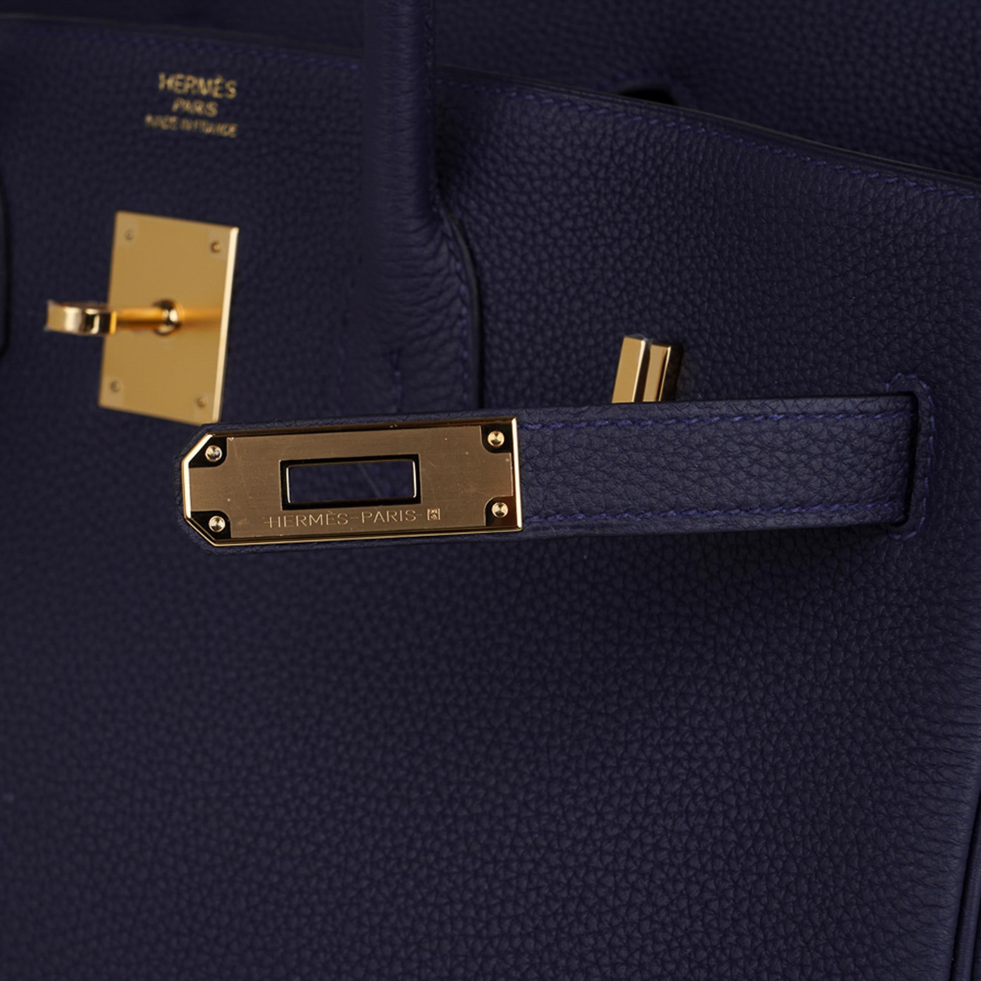 Hermes Birkin 35 Bag Blue Nuit Gold Hardware Togo Leather In New Condition In Miami, FL