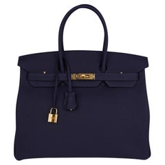 Hermes Birkin 35 Tasche Blau Nuit Gold Hardware Togo Leder
