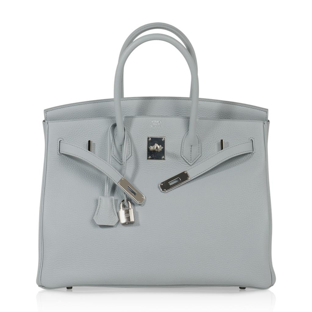 Women's Hermes Birkin 35 Bag Blue Pale Togo Palladium Hardware