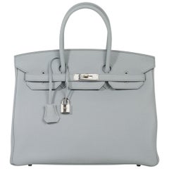 Hermes Birkin 35 Bag Blue Pale Togo Palladium Hardware