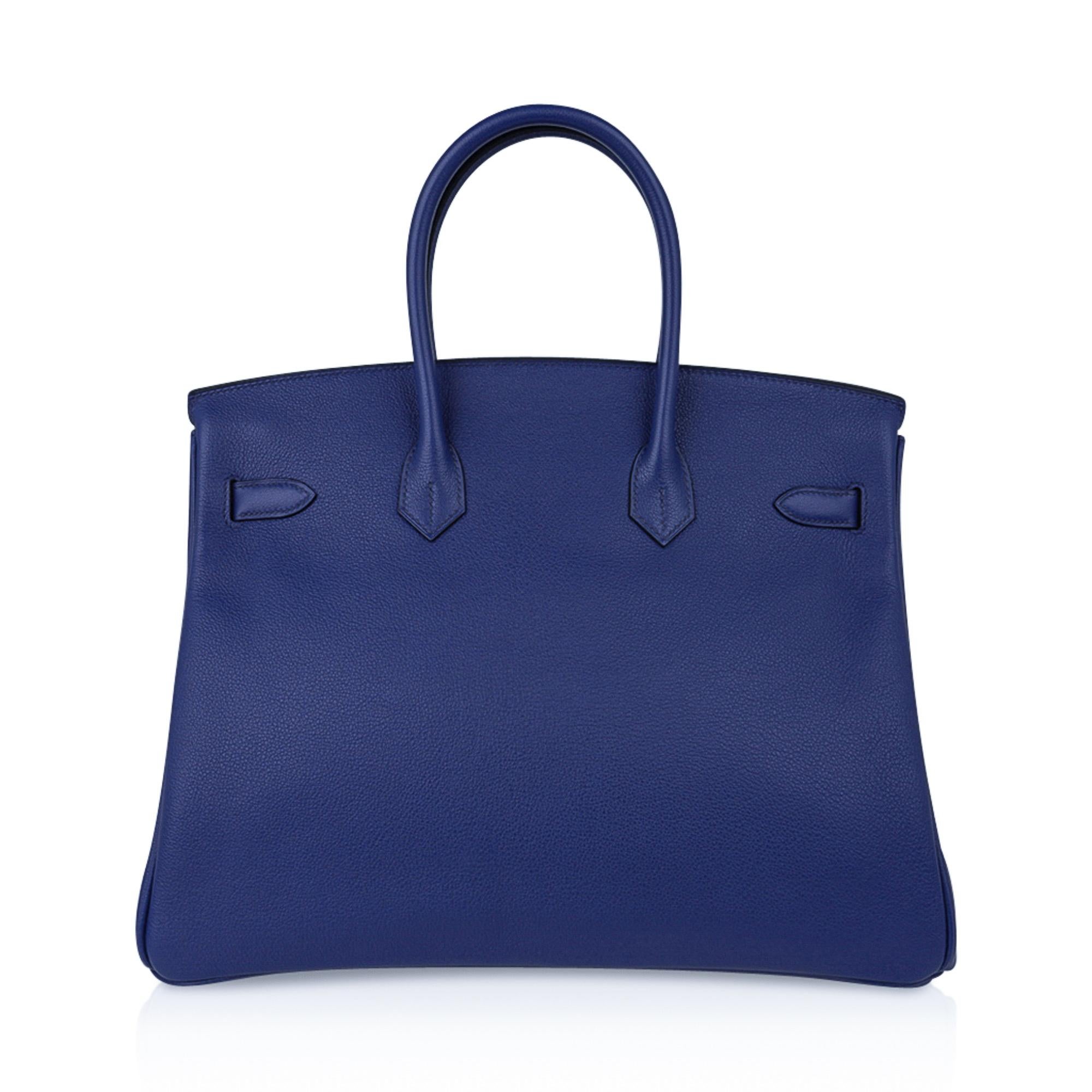 Hermes Birkin 35 Blue Sapphire Limited Edition Toile Printed Sea Surf Bag For Sale 3
