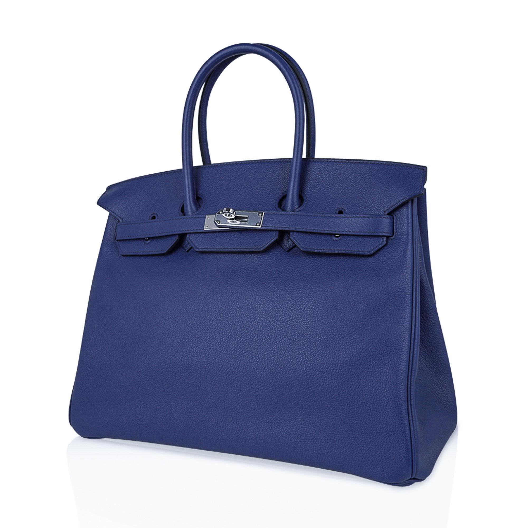 Hermes Birkin 35 Bag Blue Sapphire Limited Edition Toile Printed Sea ...