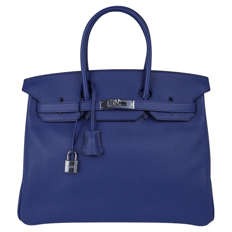 Hermes Birkin 35 Blue Sapphire Limited Edition Toile Printed Sea Surf Bag  For Sale at 1stDibs | hermes navy blue bag, hermes limited edition bag  blue, limited edition hermes big bag blue