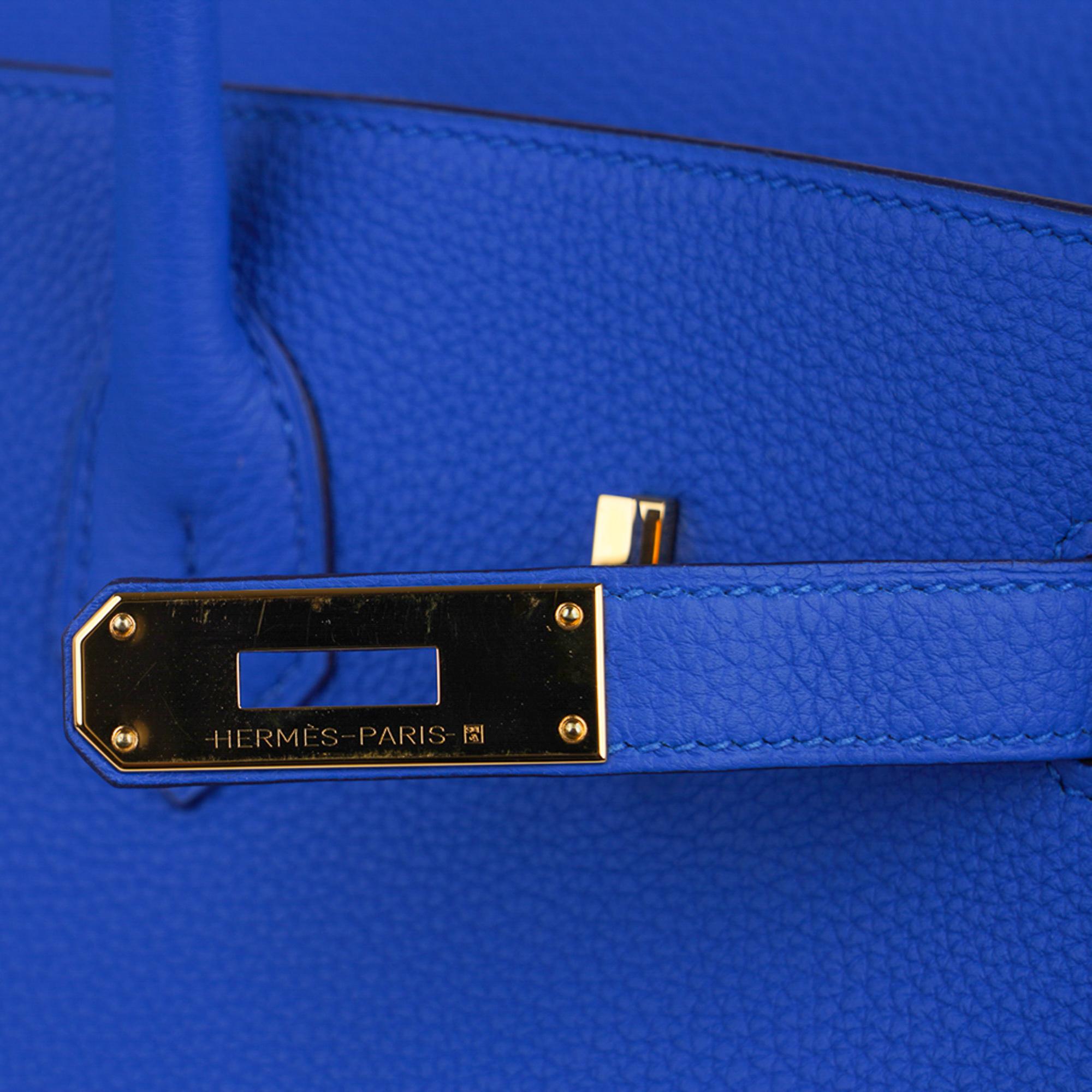 Hermes Birkin 35 Bag Blue Zellige Gold Hardware Togo Leather In Excellent Condition In Miami, FL