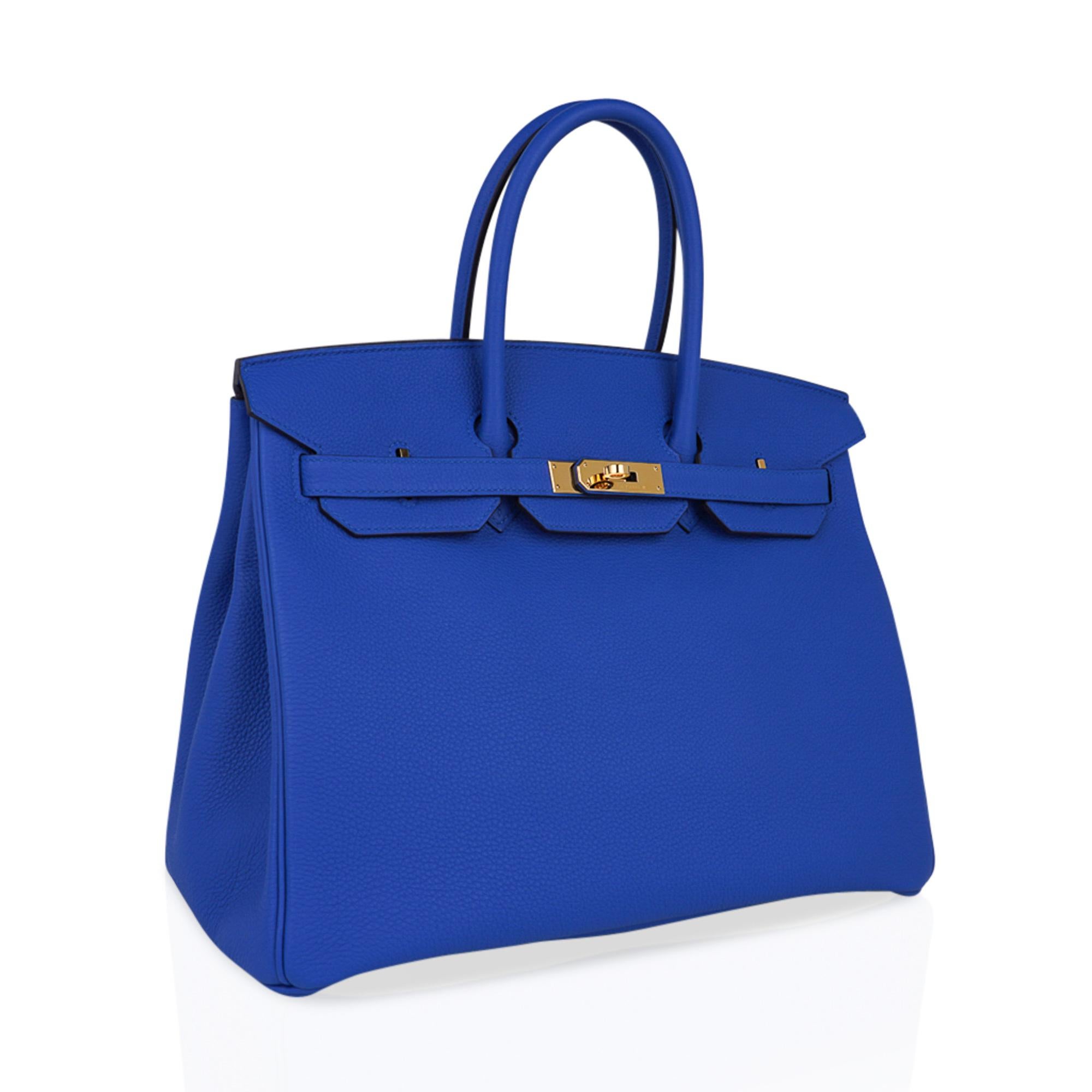 Hermes Birkin 35 Bag Blue Zellige Gold Hardware Togo Leather 1