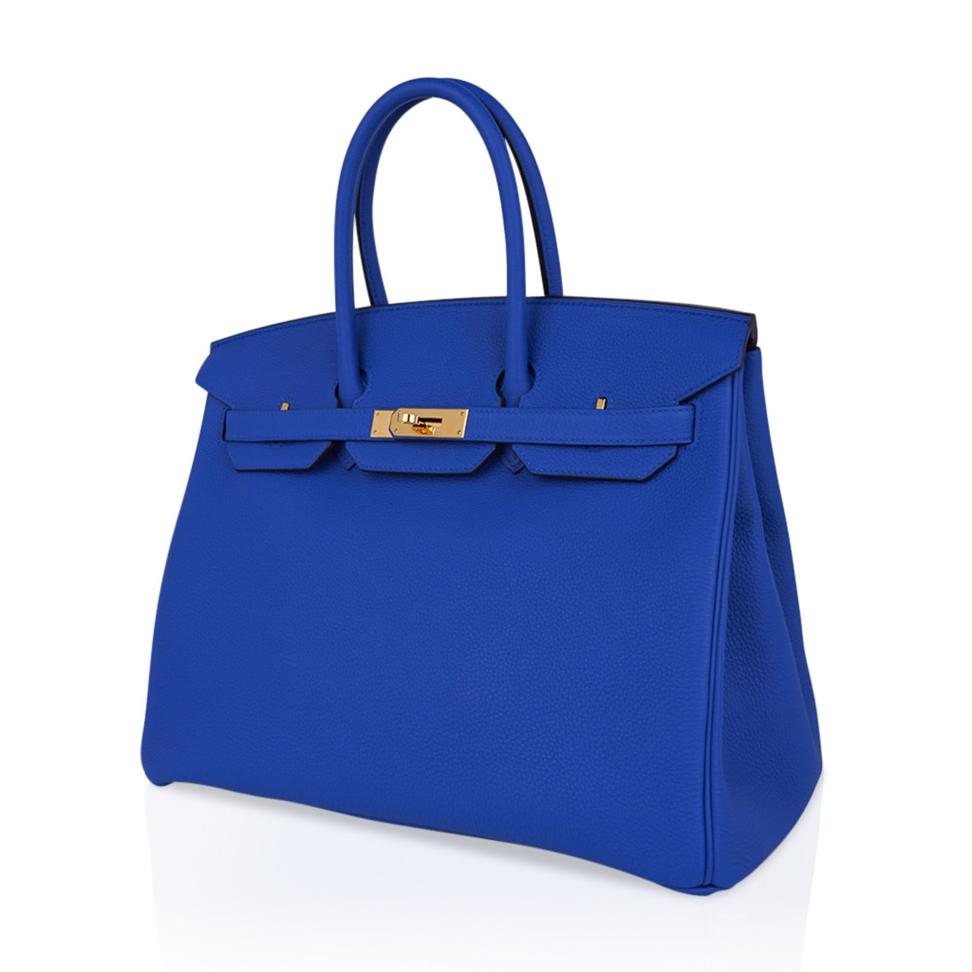 Hermes Birkin 35 Bag Blue Zellige Gold Hardware Togo Leather 3
