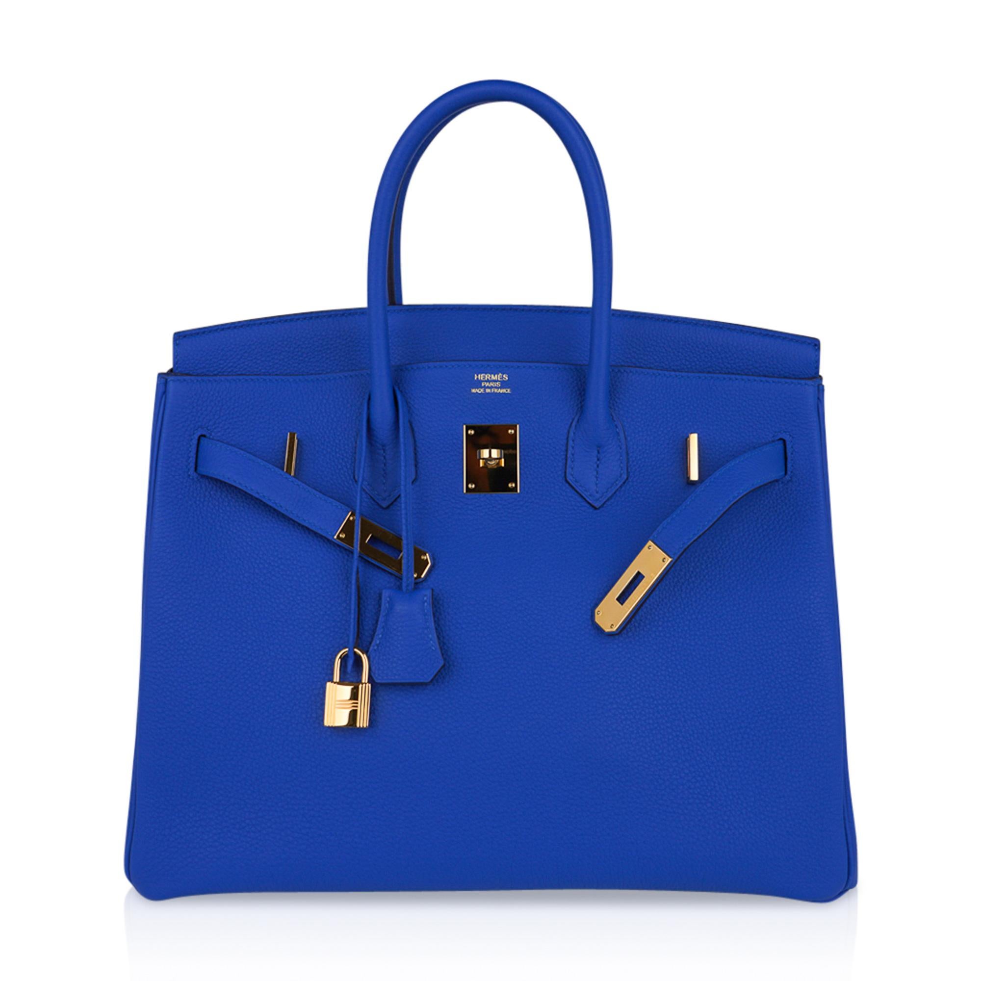 Hermes Birkin 35 Bag Blue Zellige Gold Hardware Togo Leather 4