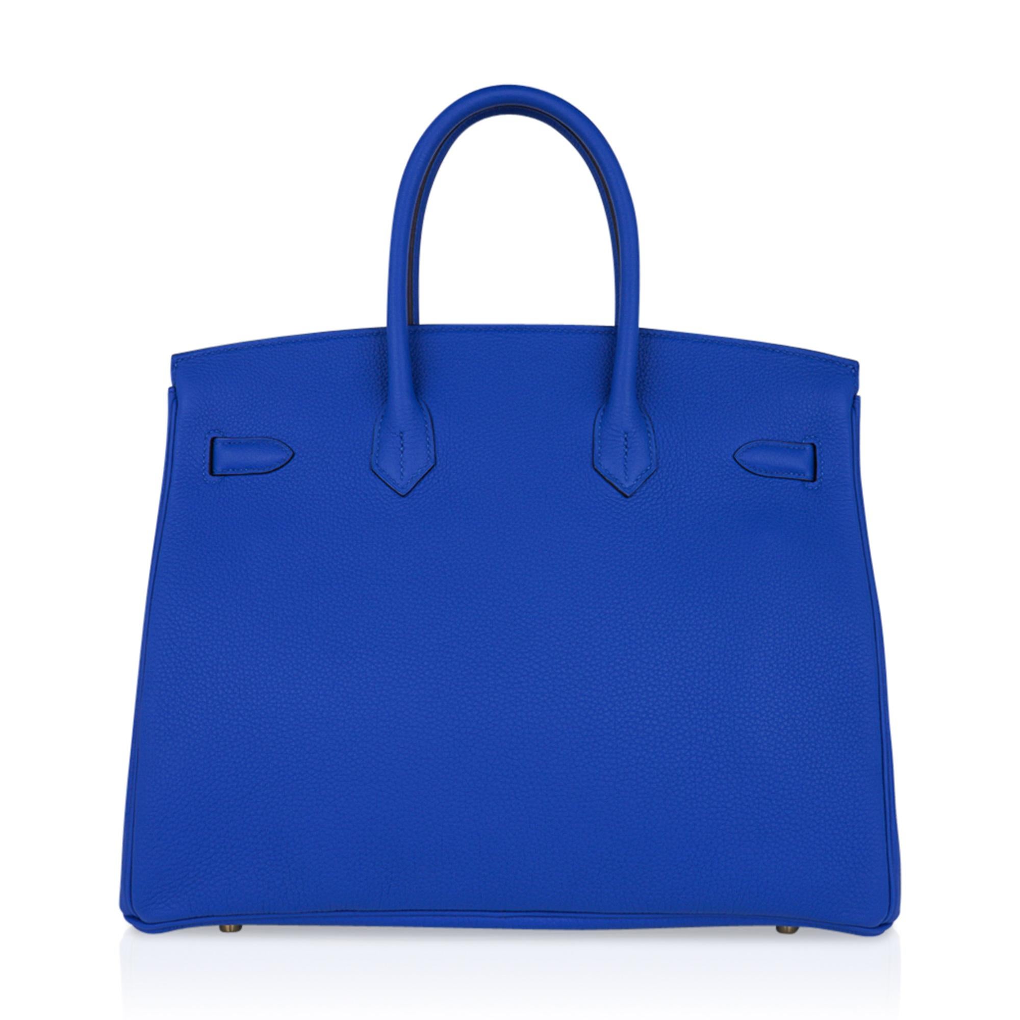 Hermes Birkin 35 Bag Blue Zellige Gold Hardware Togo Leather 5