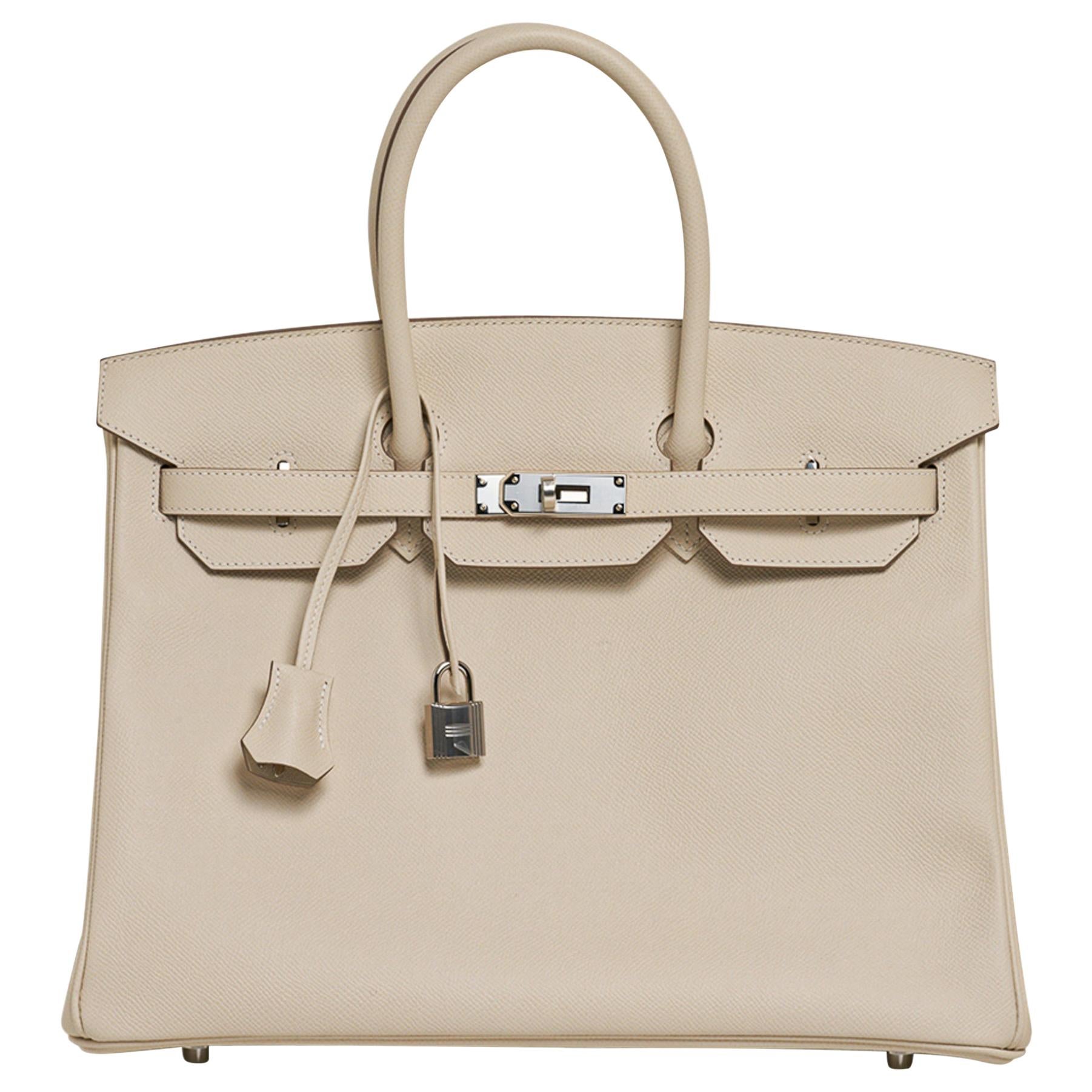 Hermes Birkin 35 Bag Craie Epsom Palladium Hardware