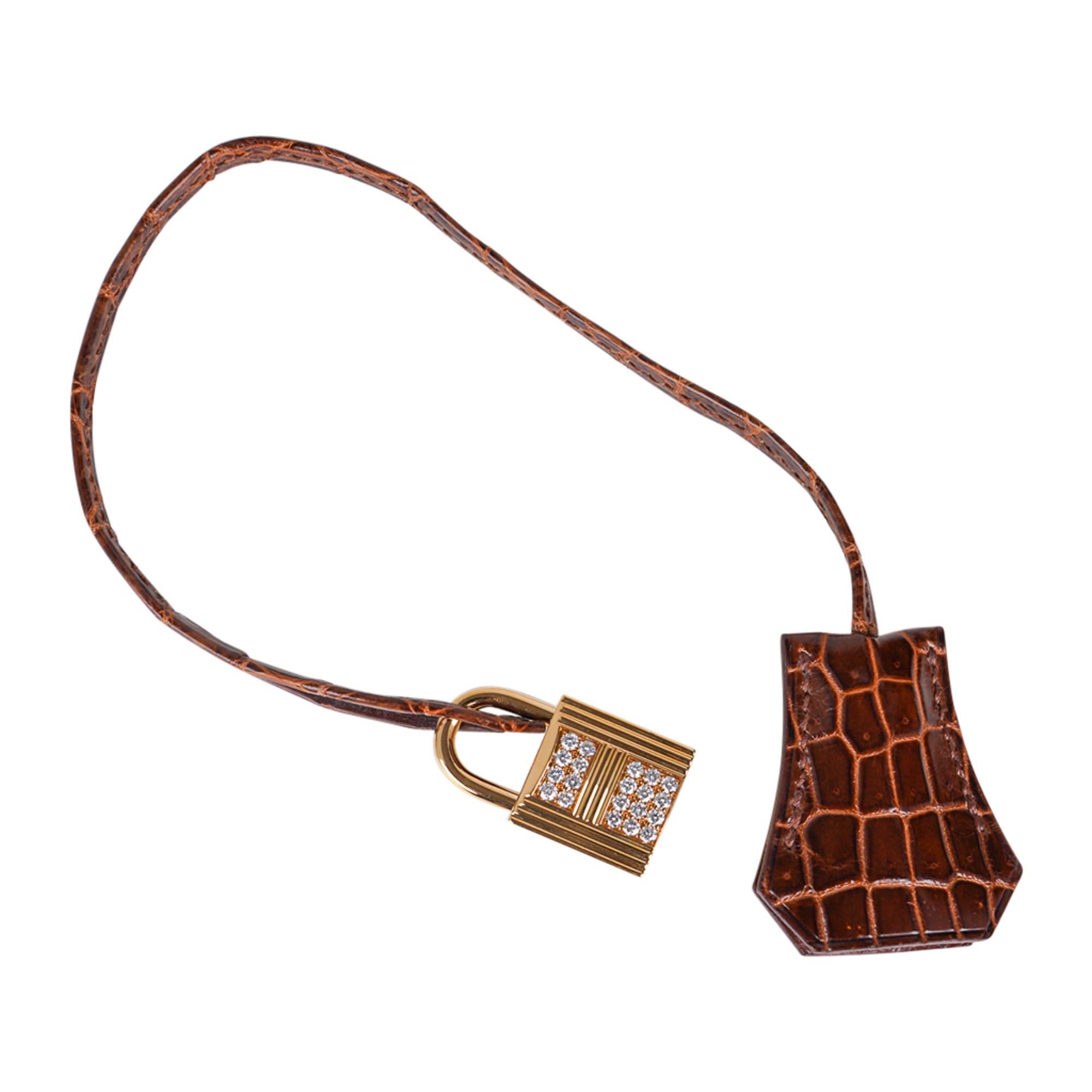 Hermes Birkin Diamant 35 Tasche Miel Porosus Krokodil Gold Hardware im Angebot 5