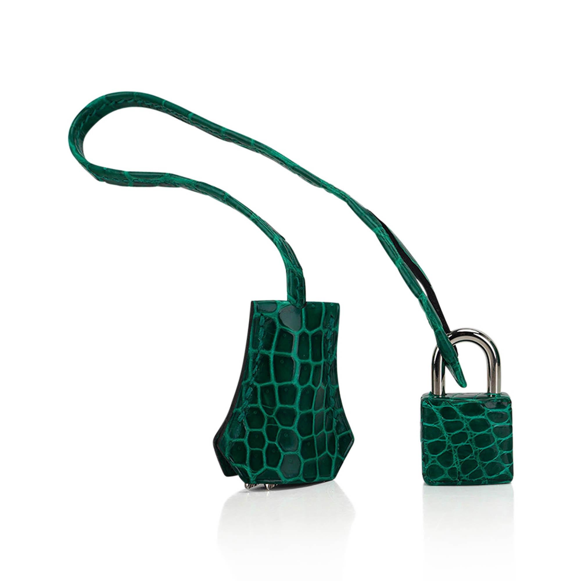 Hermes Birkin 35 Bag Emerald Porosus Crocodile Palladium Hardware 3