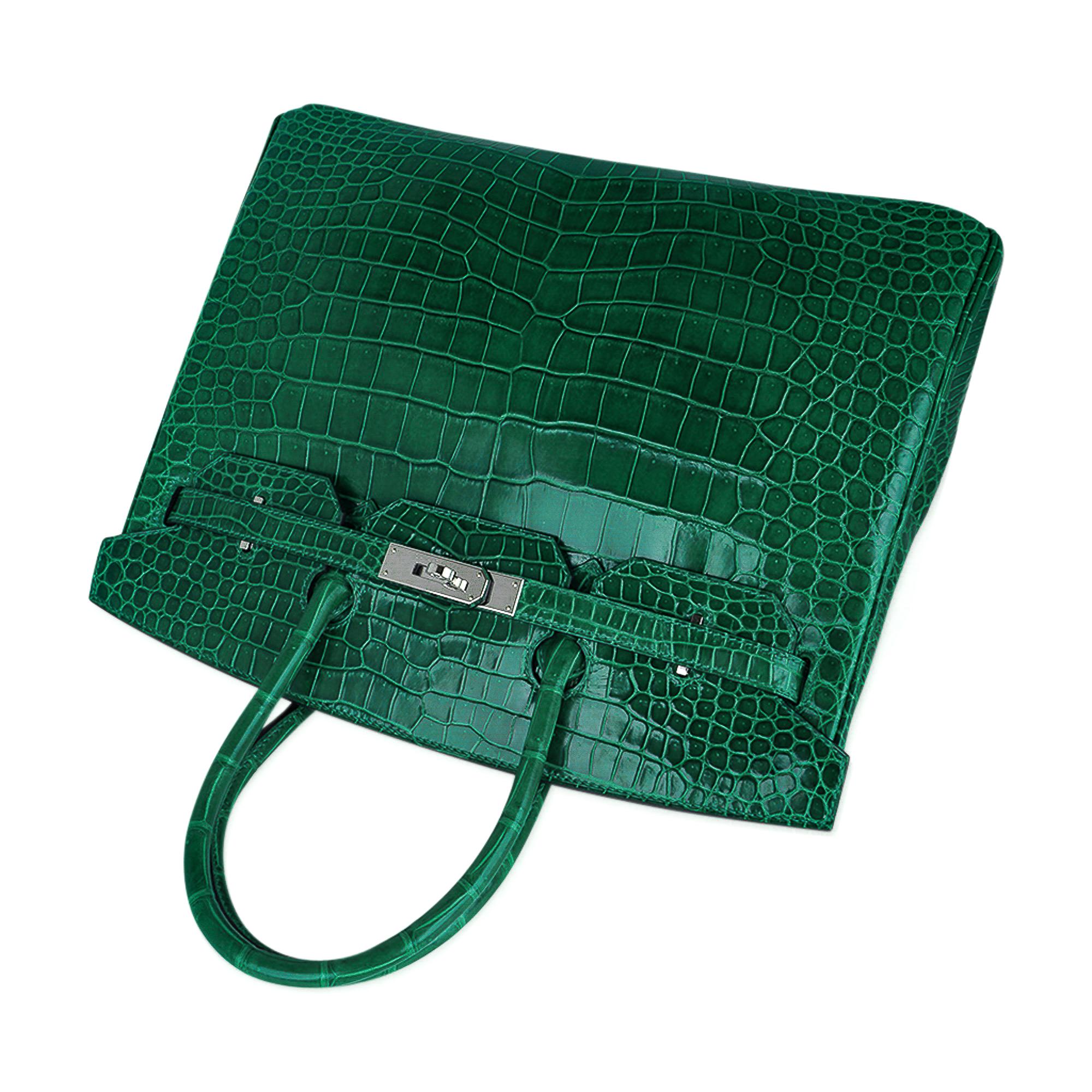 Hermes Birkin 35 Bag Emerald Porosus Crocodile Palladium Hardware at ...