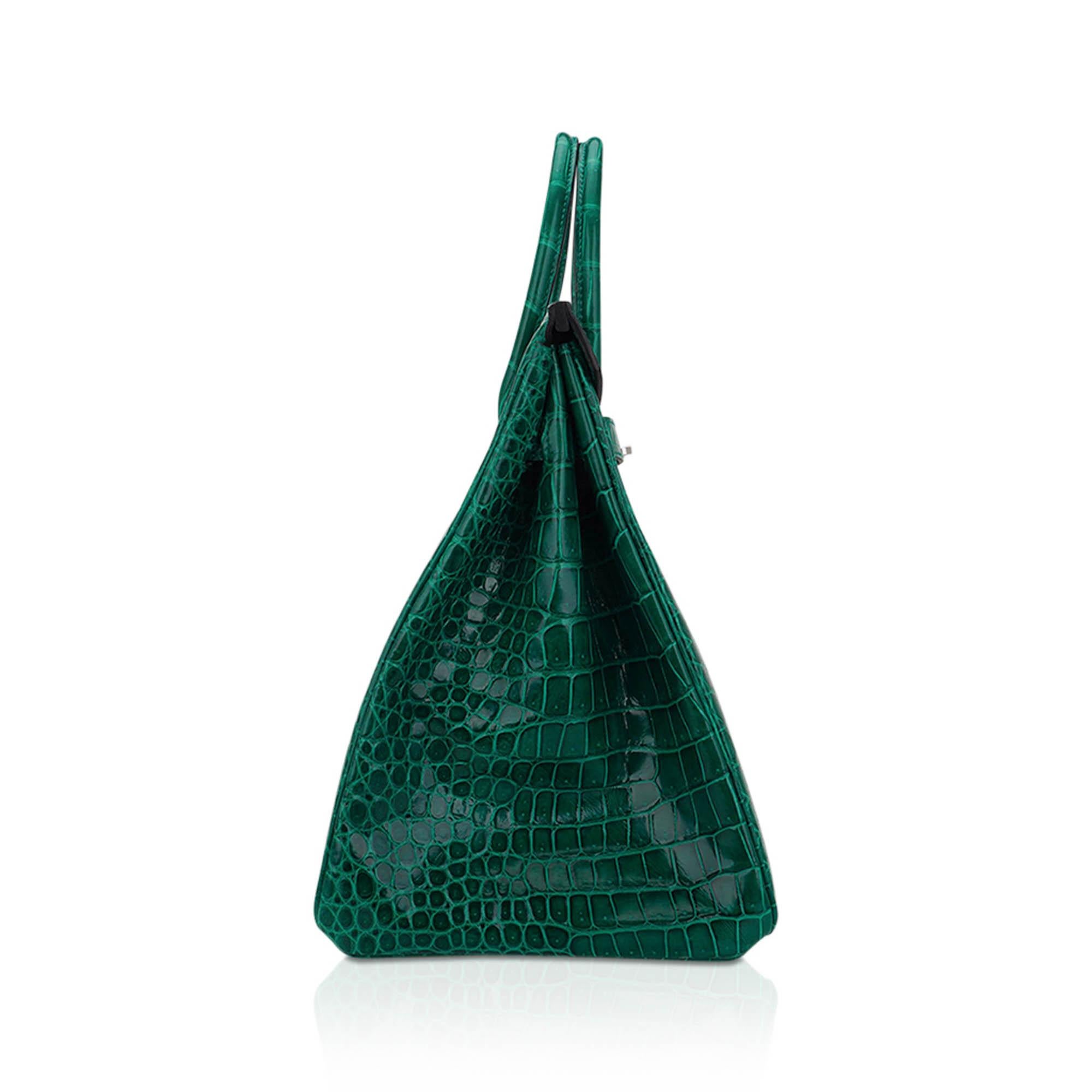 Women's Hermes Birkin 35 Bag Emerald Porosus Crocodile Palladium Hardware
