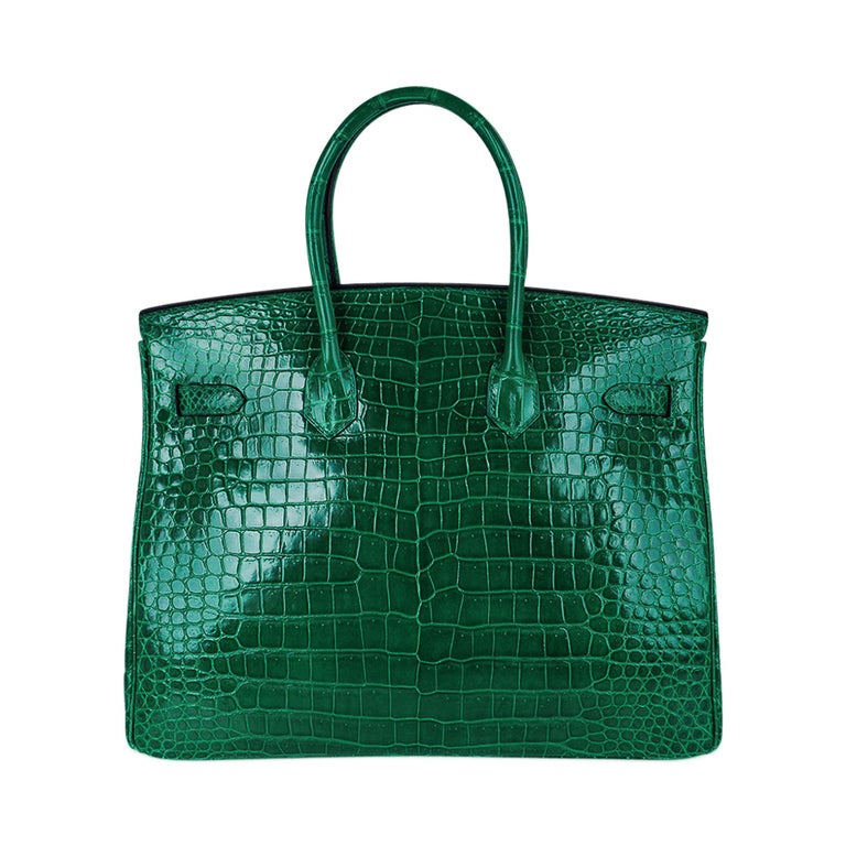 Hermes Birkin 35 Bag Emerald Porosus Crocodile Palladium Hardware For ...