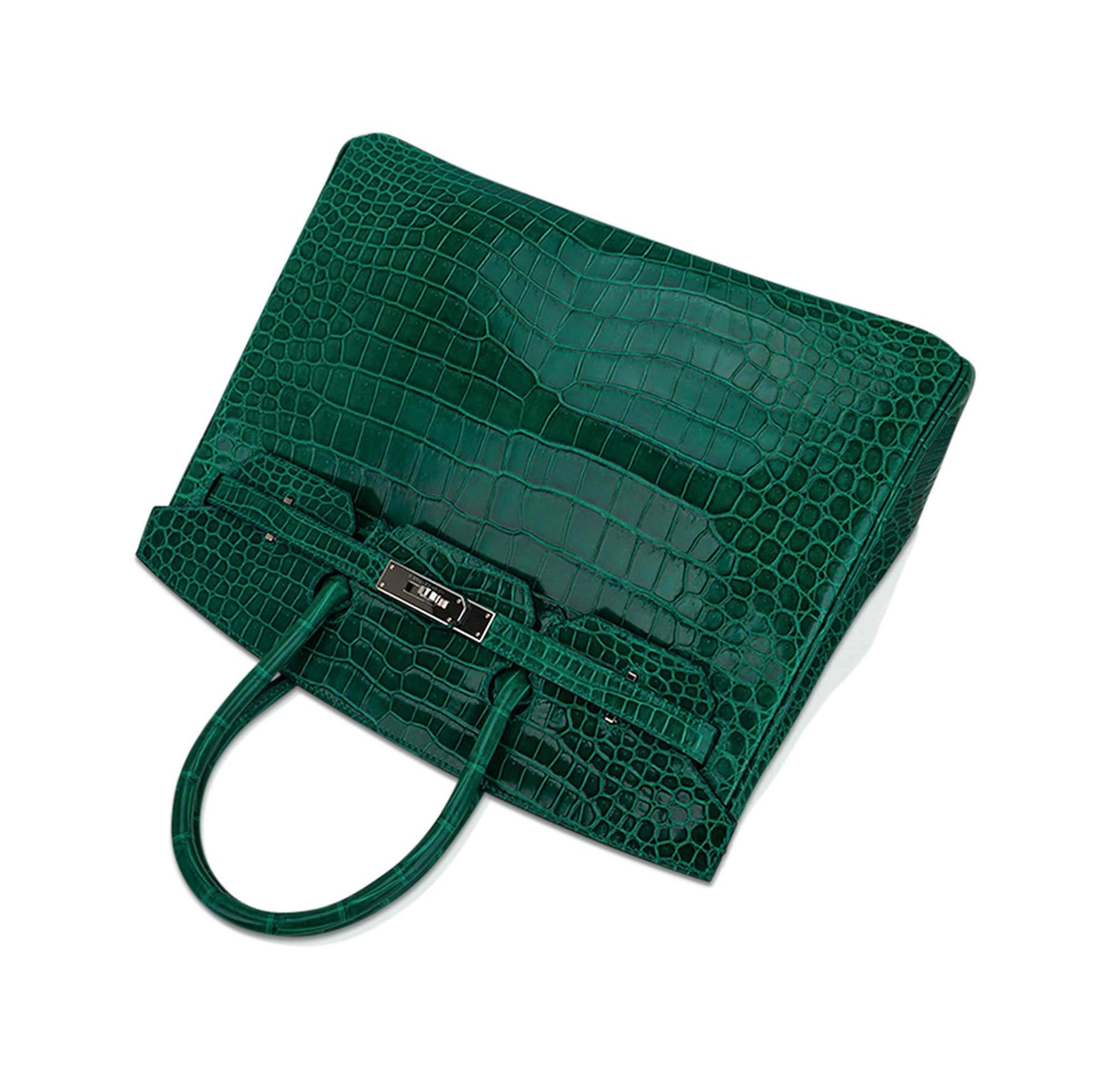 Hermes Birkin 35 Bag Emerald Porosus Crocodile Palladium Hardware 1