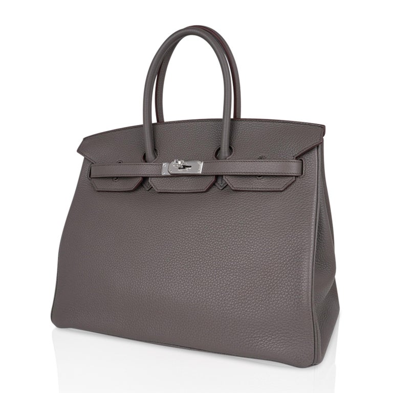 Hermes Birkin 35 Etain Gray Bag Palladium Hardware Clemence Leather For  Sale at 1stDibs