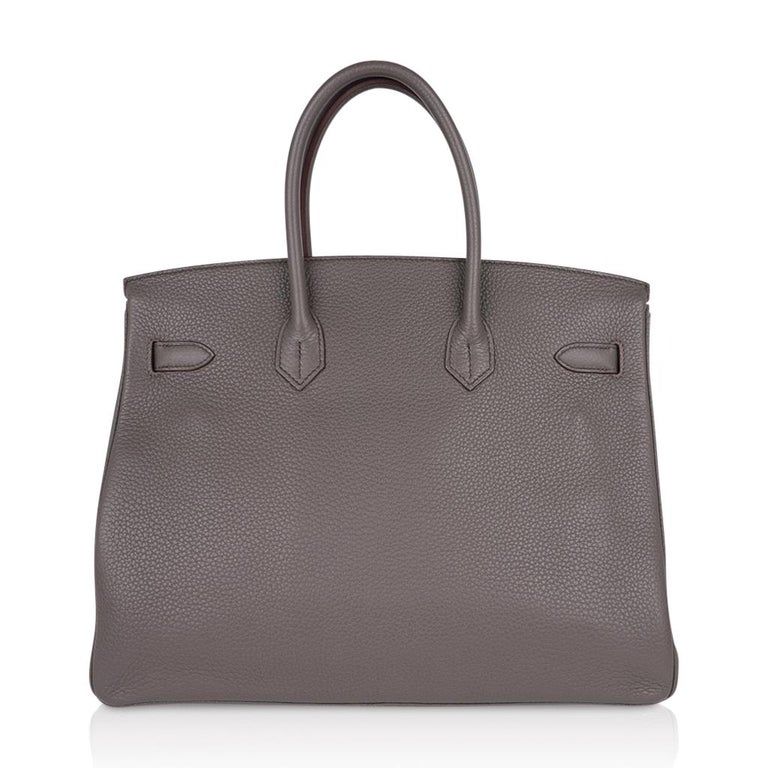 Birkin 35 leather handbag Hermès Grey in Leather - 35905110
