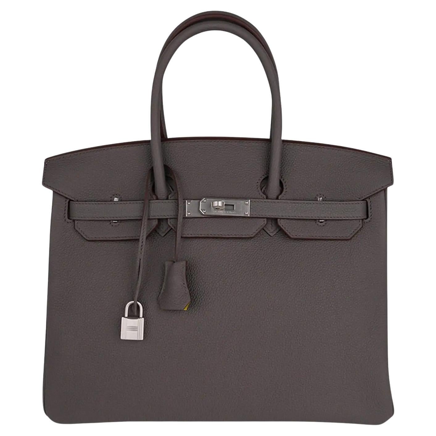 Hermes Birkin 35 Bag Etain Veau Togo Leather with Palladium Hardware Handbag in vendita