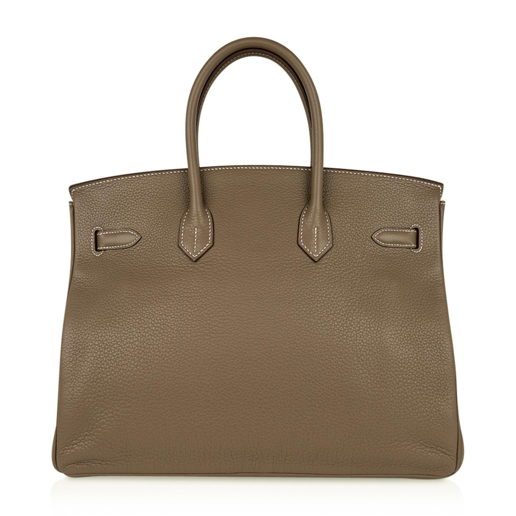 Hermes Birkin 35 Bag Etoupe Clemence Leather Palladium Hardware 2