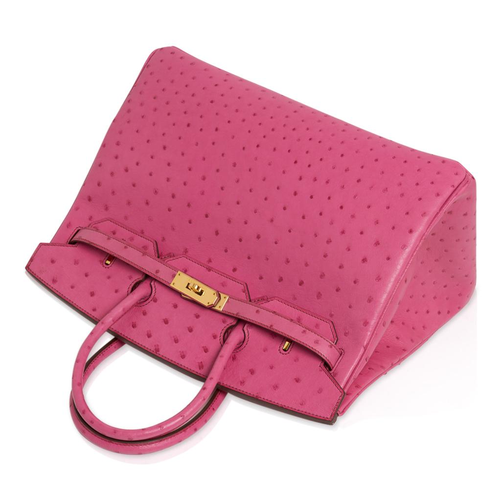 Pink Hermes Birkin 35 Bag Fuchsia Ostrich Gold Hardware