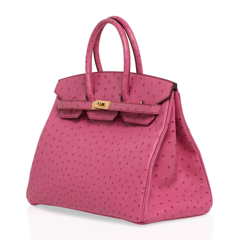 Hermes Birkin 35 Borsa Fucsia Struzzo Hardware Oro 2