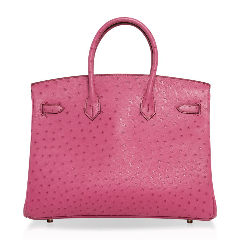 Hermes Birkin 35 Borsa Fucsia Struzzo Hardware Oro 4