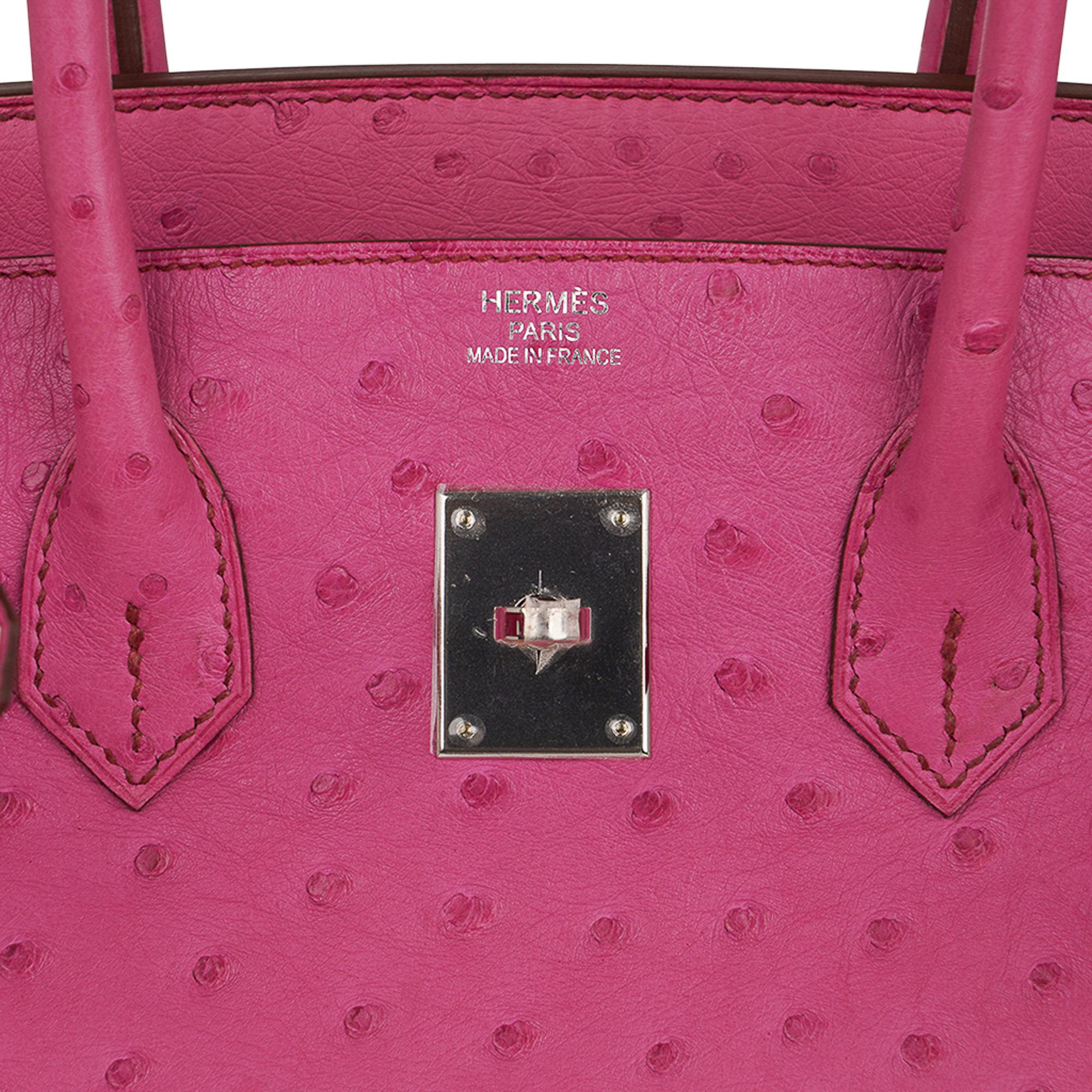 Pink Hermes Birkin 35 Bag Fuchsia Ostrich Palladium Hardware