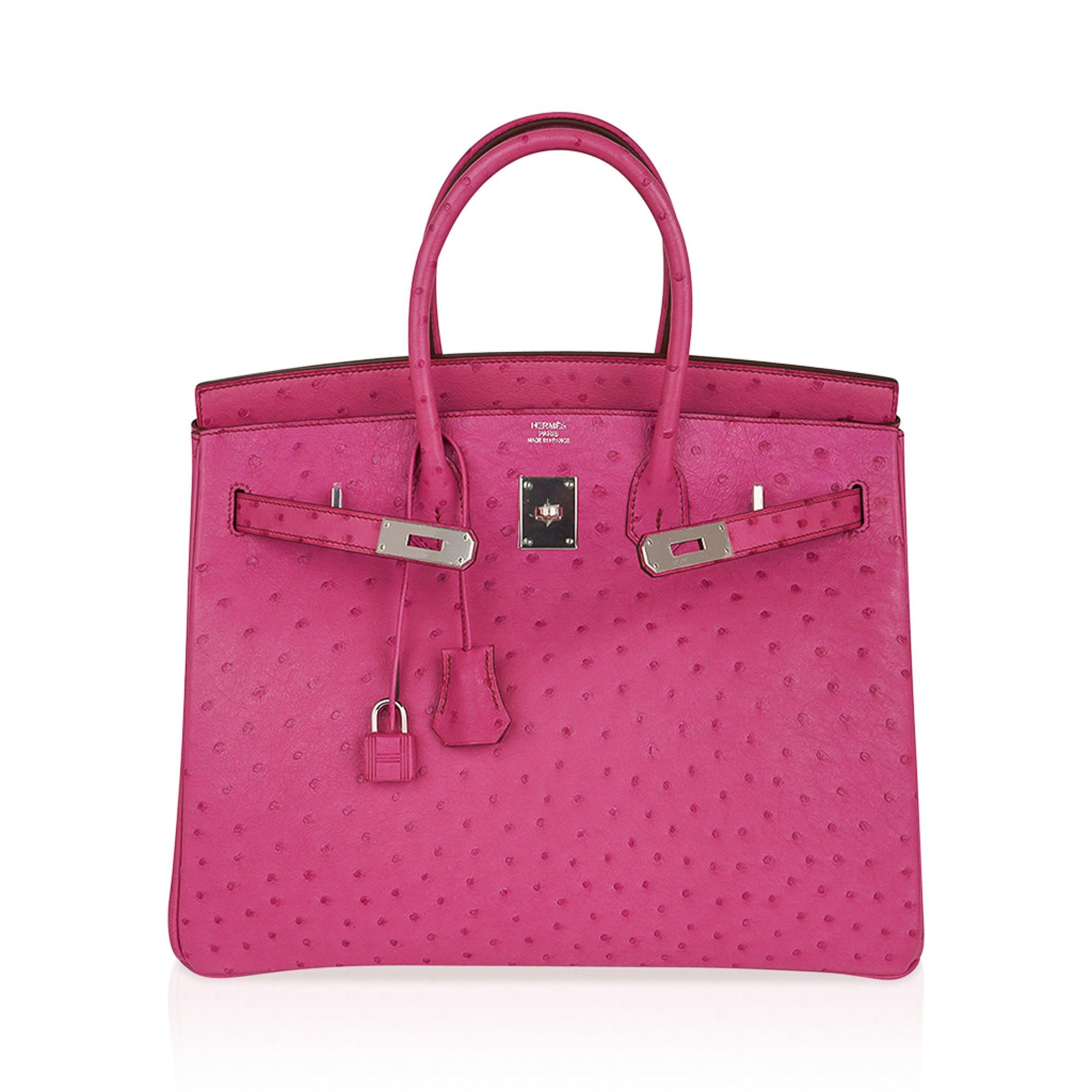 Hermes Birkin 35 Bag Fuchsia Ostrich Palladium Hardware 2