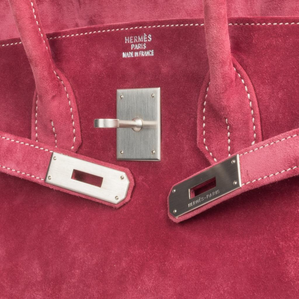 Hermes Birkin 35 Bag Fuchsia Pink Doblis Palladium Rare In New Condition In Miami, FL